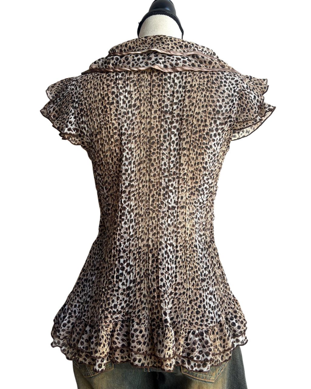leopard print ruffle top