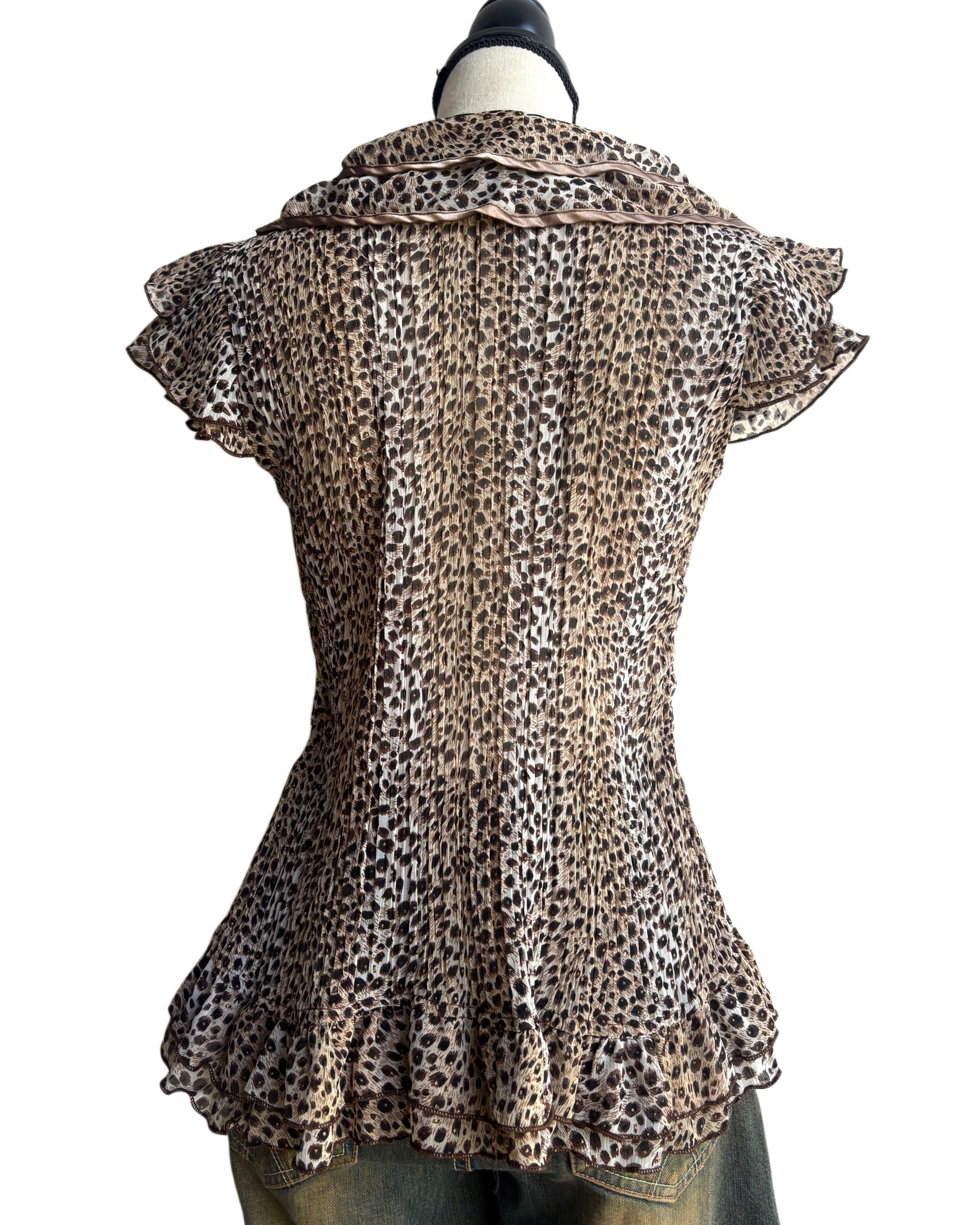 leopard print ruffle top