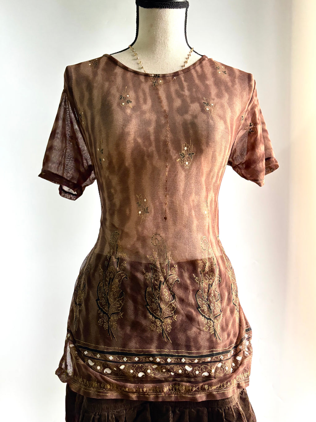 brown mesh top