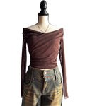 Brown mesh top