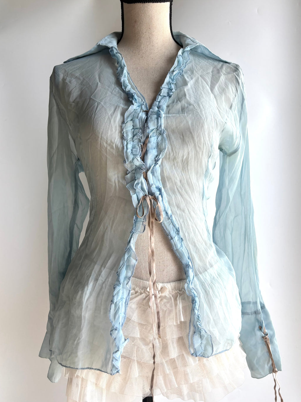 Baby blue mesh shirt