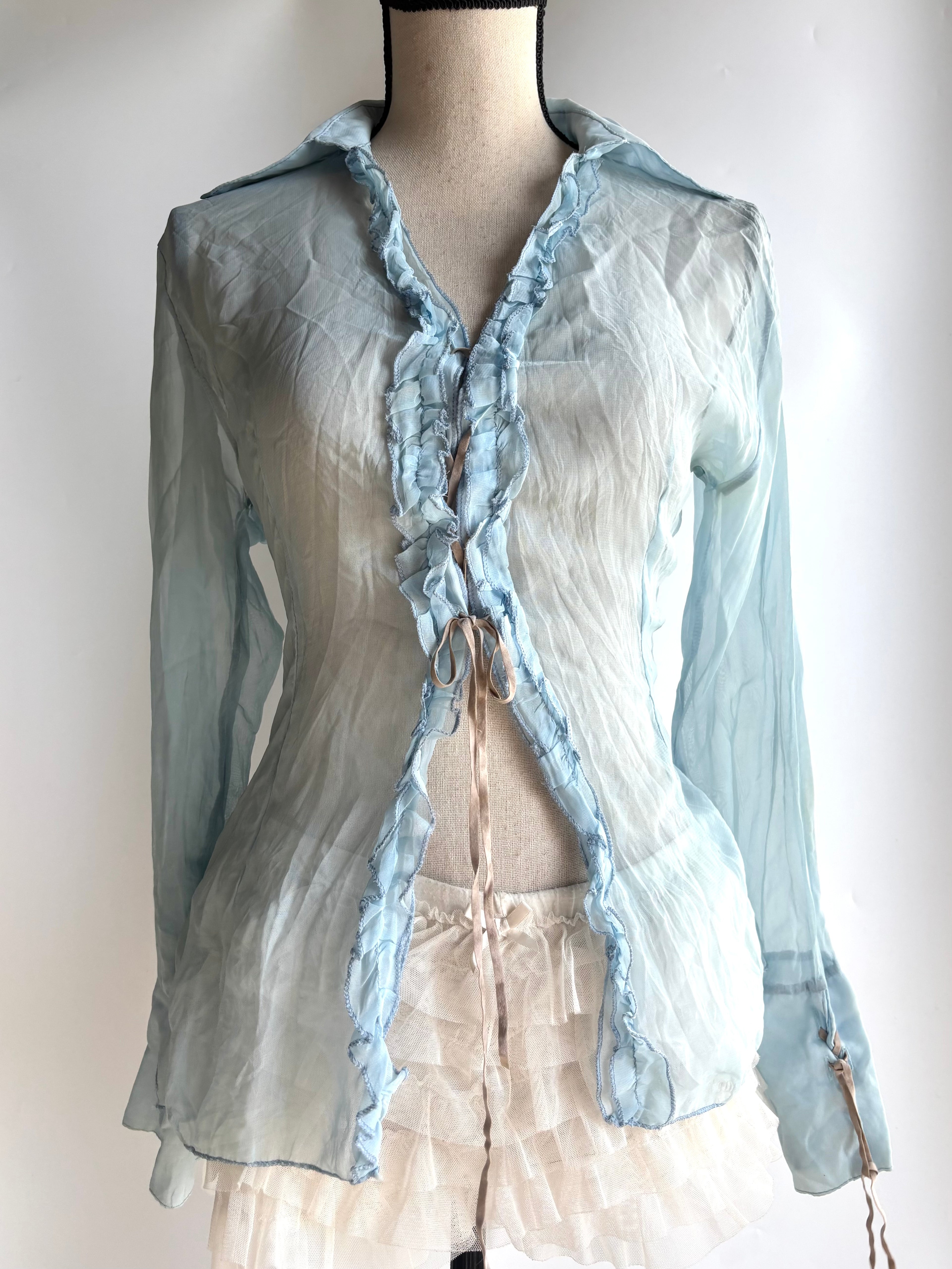 Baby blue mesh shirt