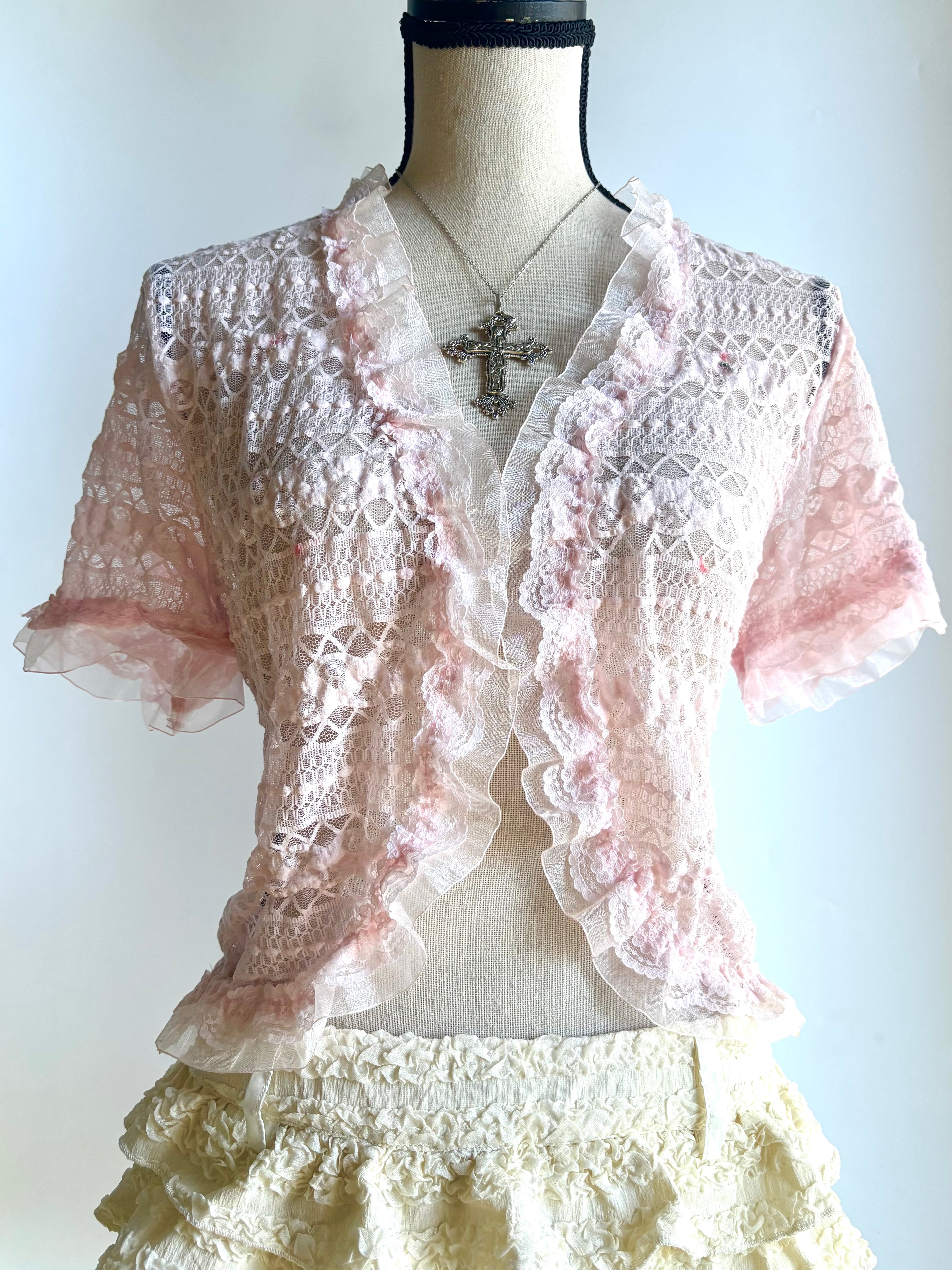 Pink ruffle top
