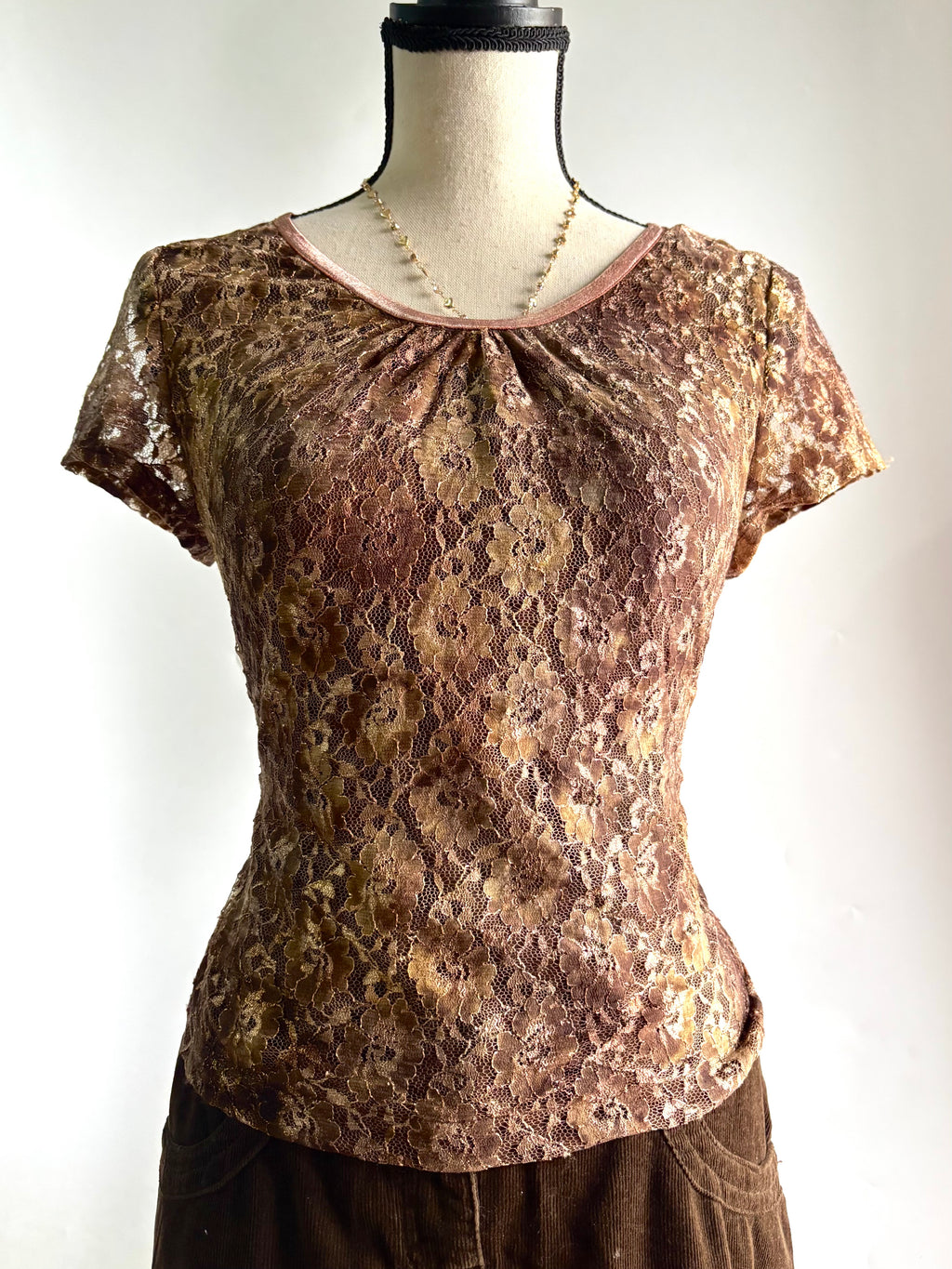 Brown mesh style top