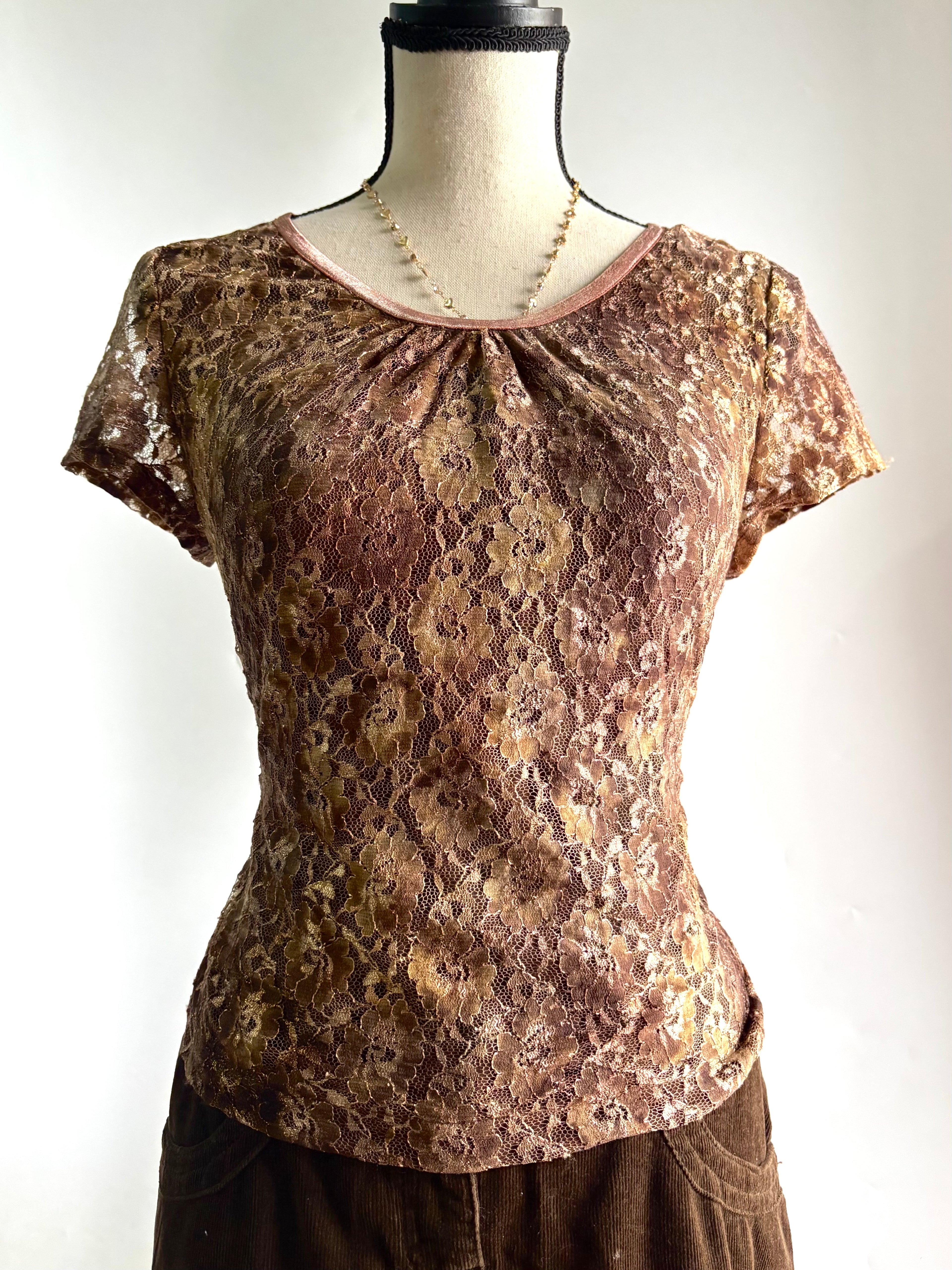 Brown mesh style top