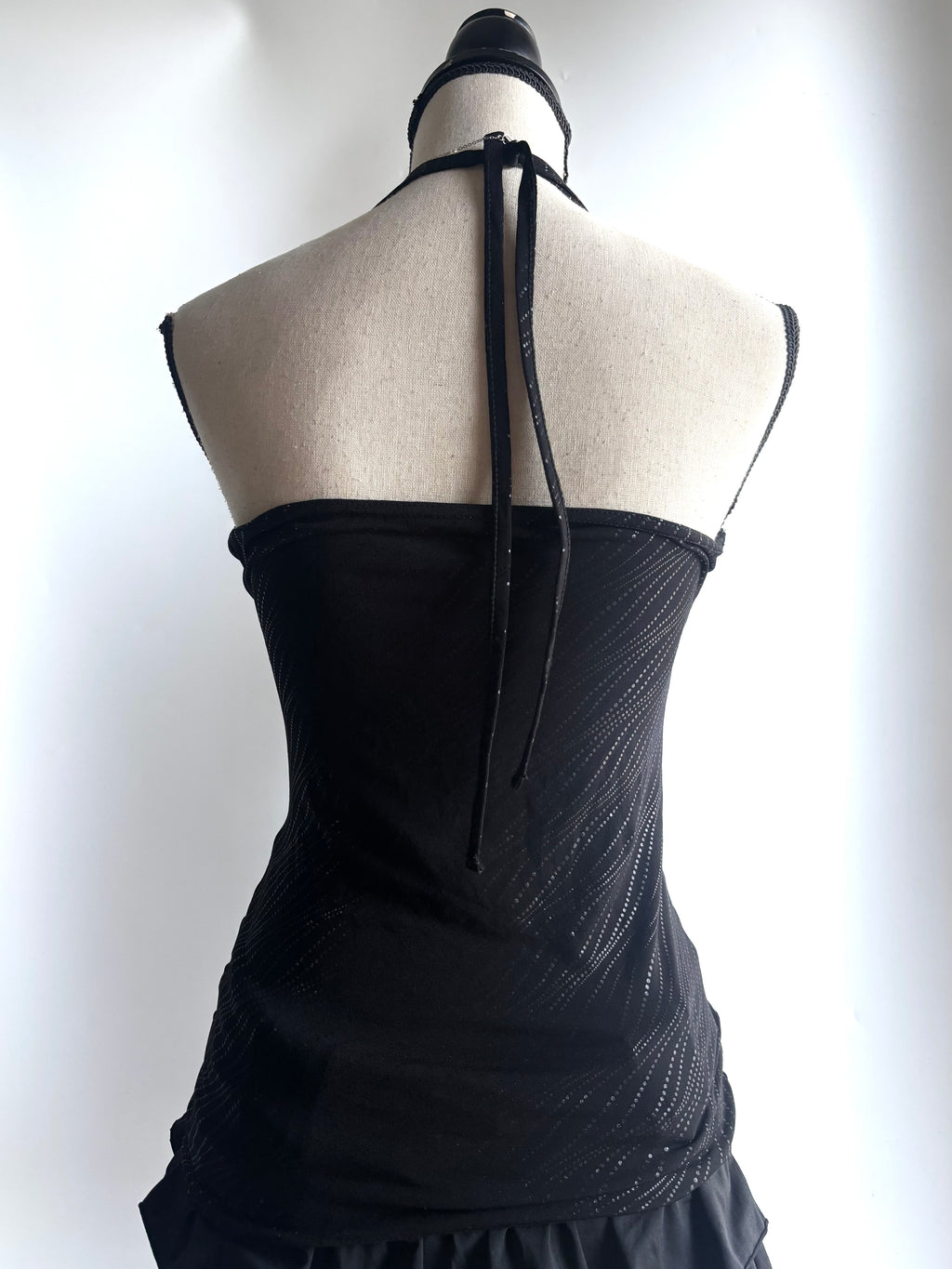 Black halter fitted top