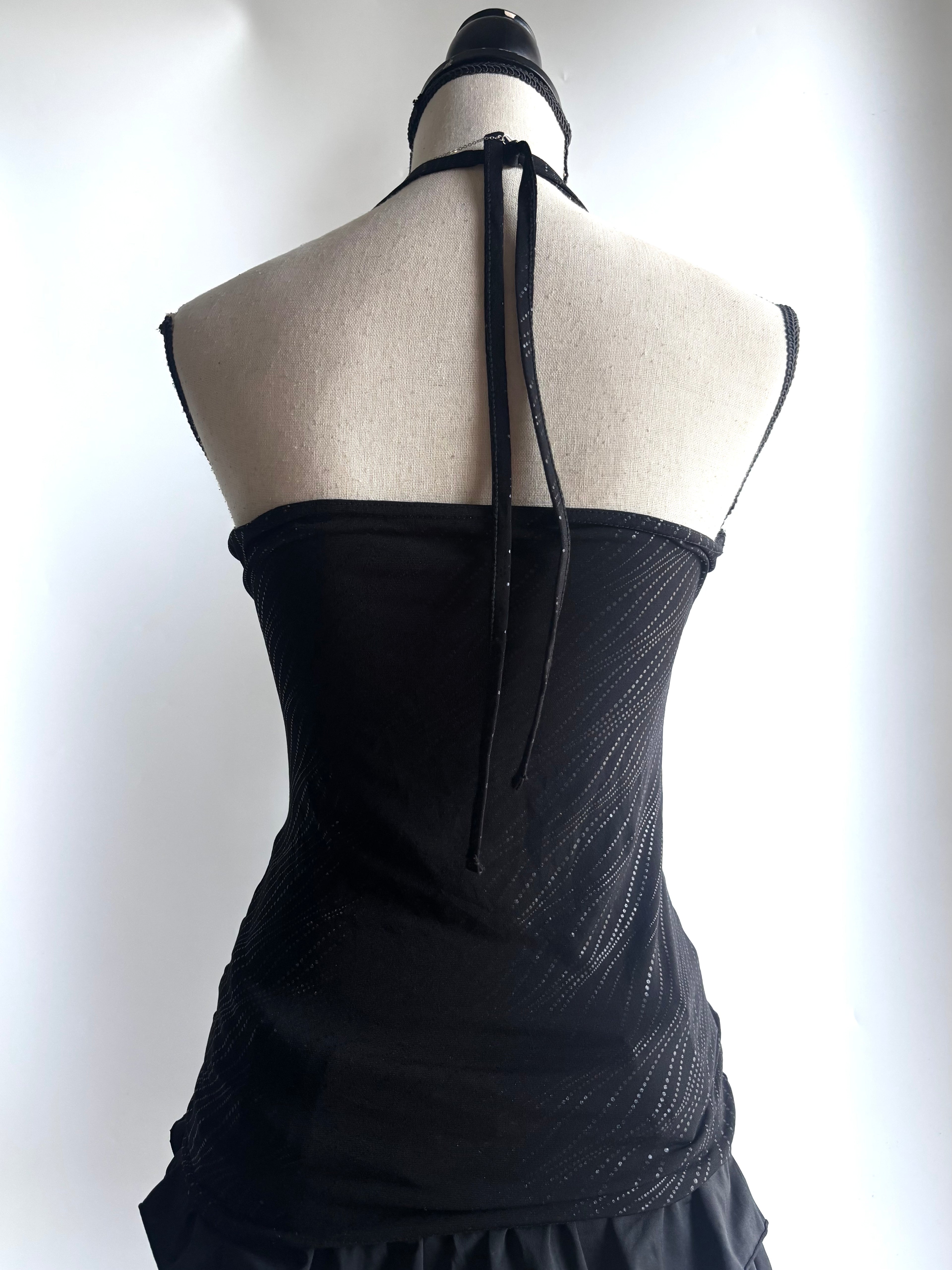 Black halter fitted top