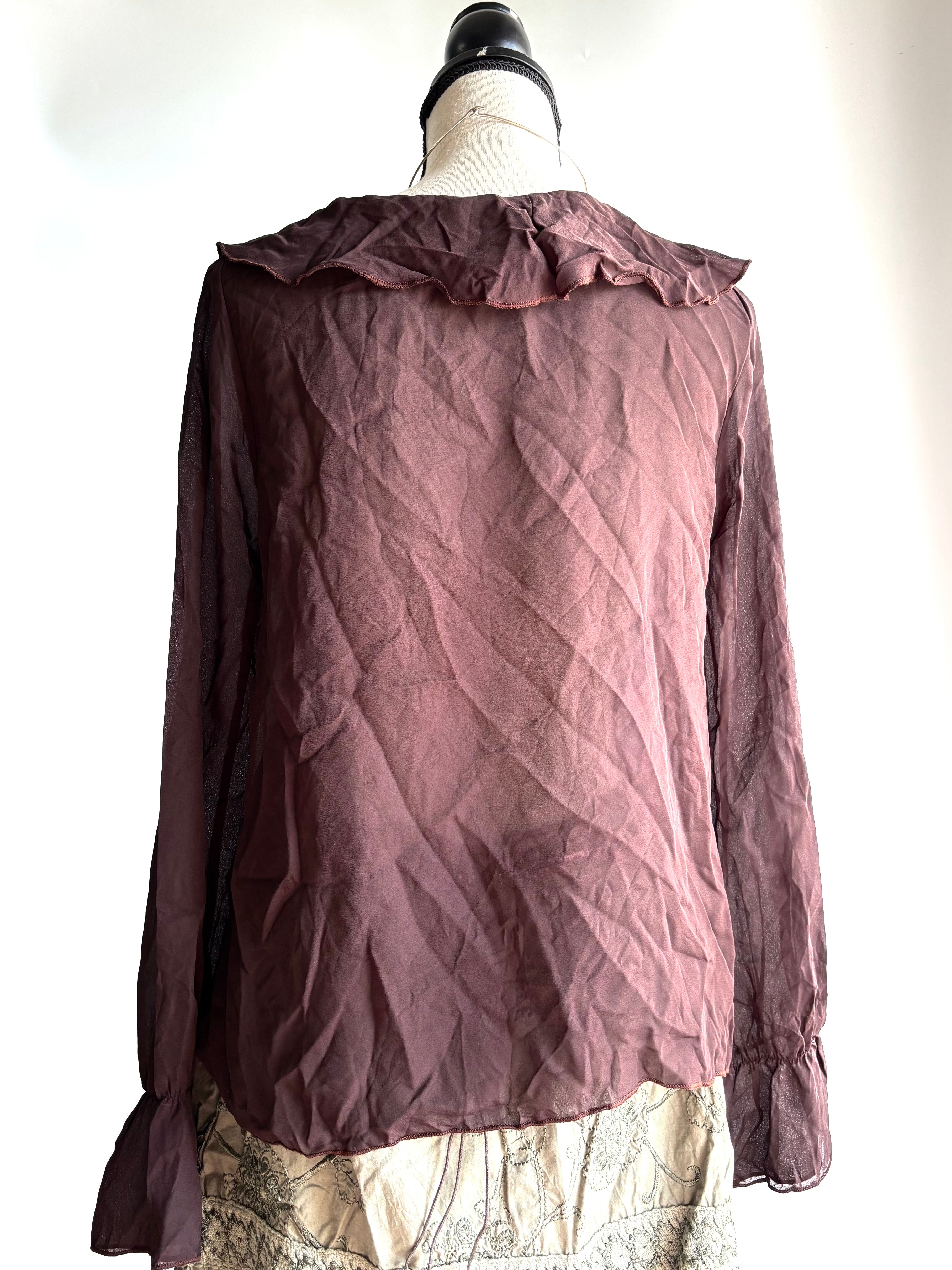 Brown ruffle top