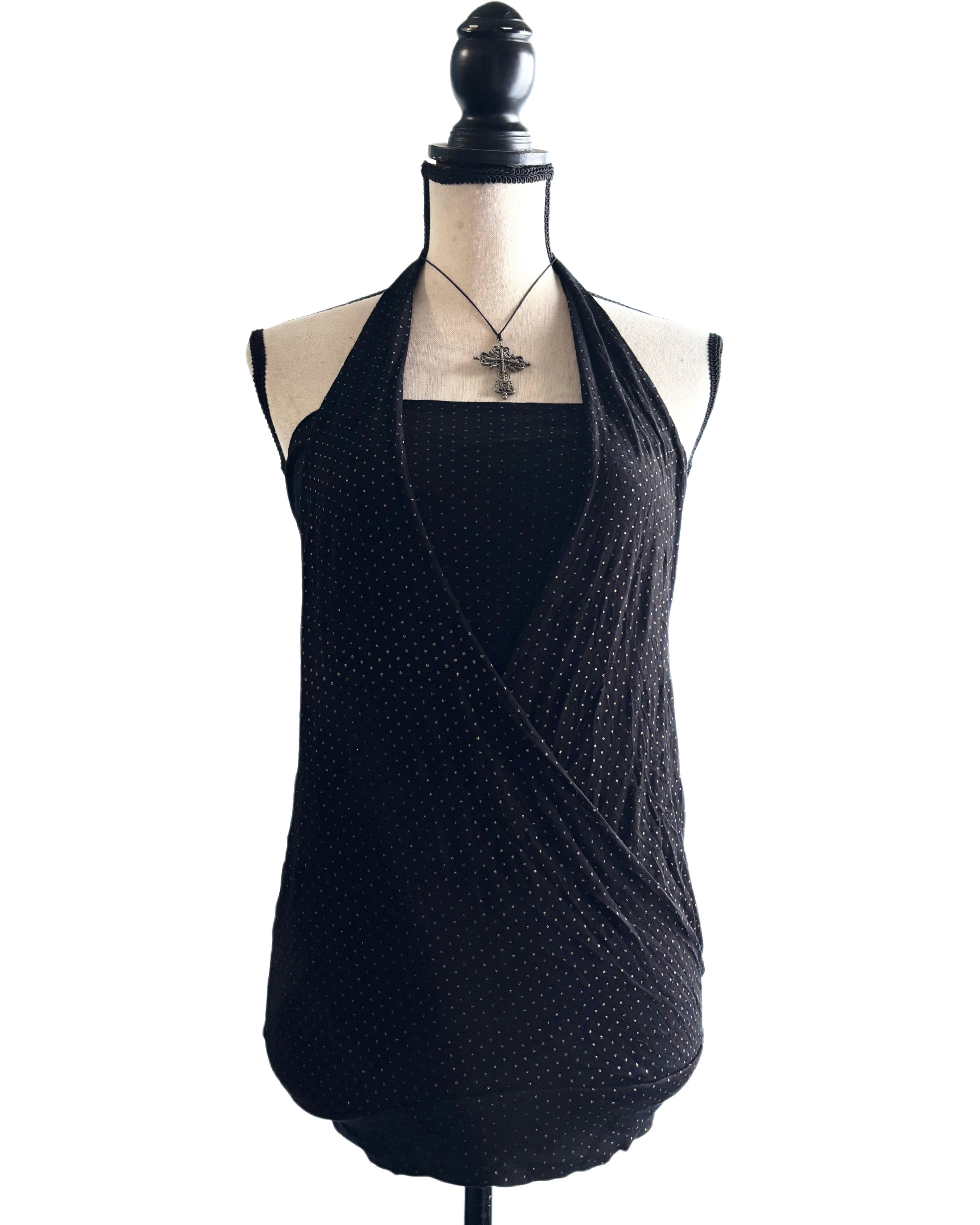 Black halter fitted top