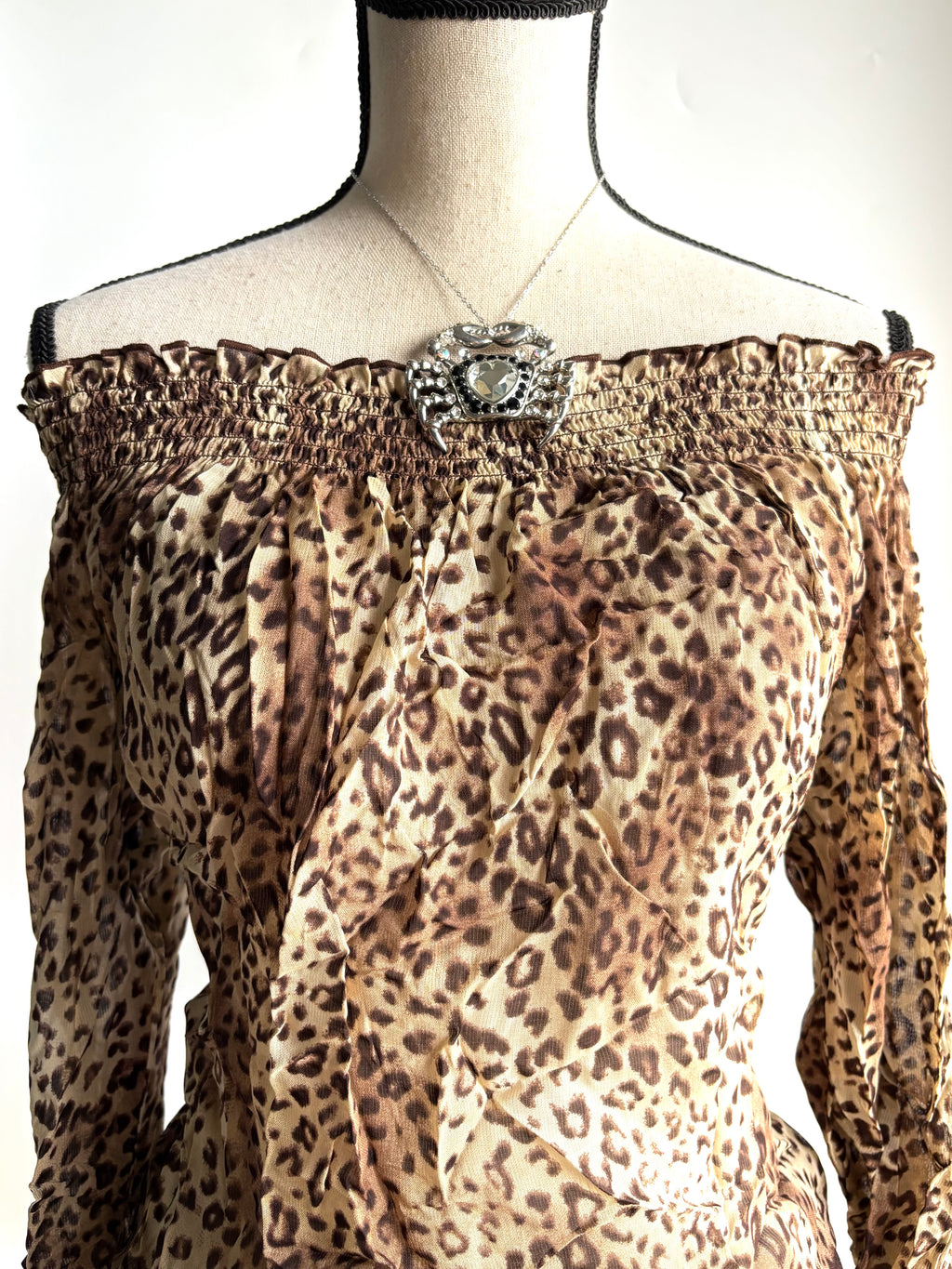 off shoulder leopard print top