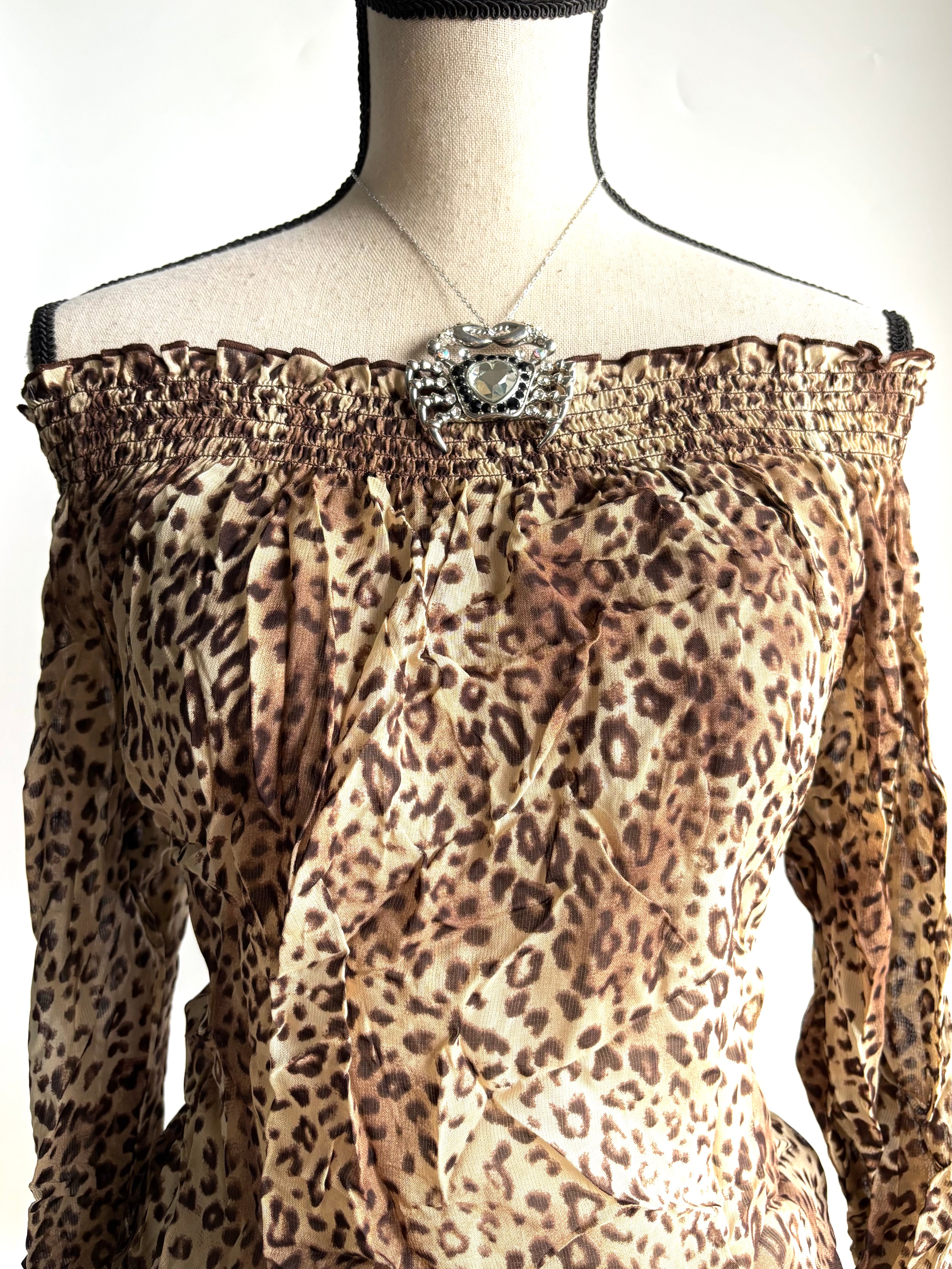 off shoulder leopard print top
