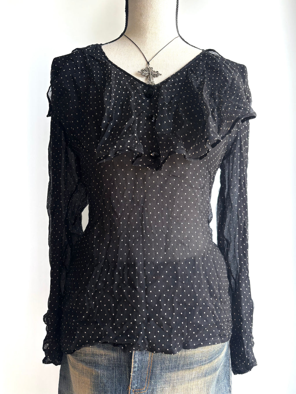 Polka dot mesh top