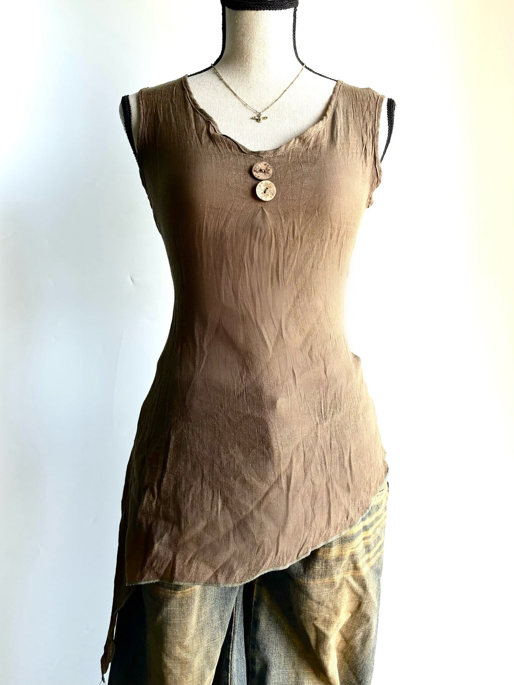 brown asymmetrical top