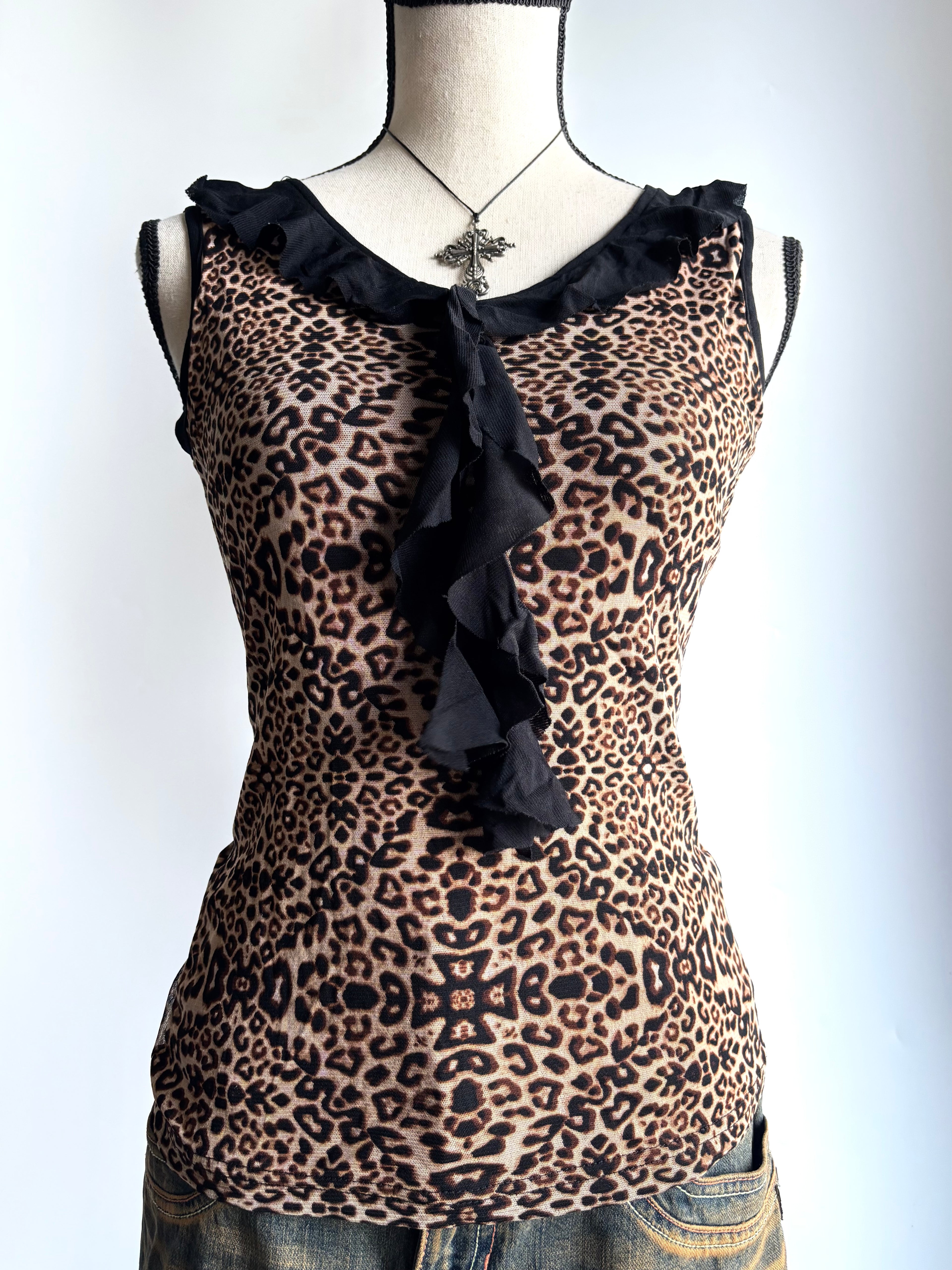 leopard ruffle top