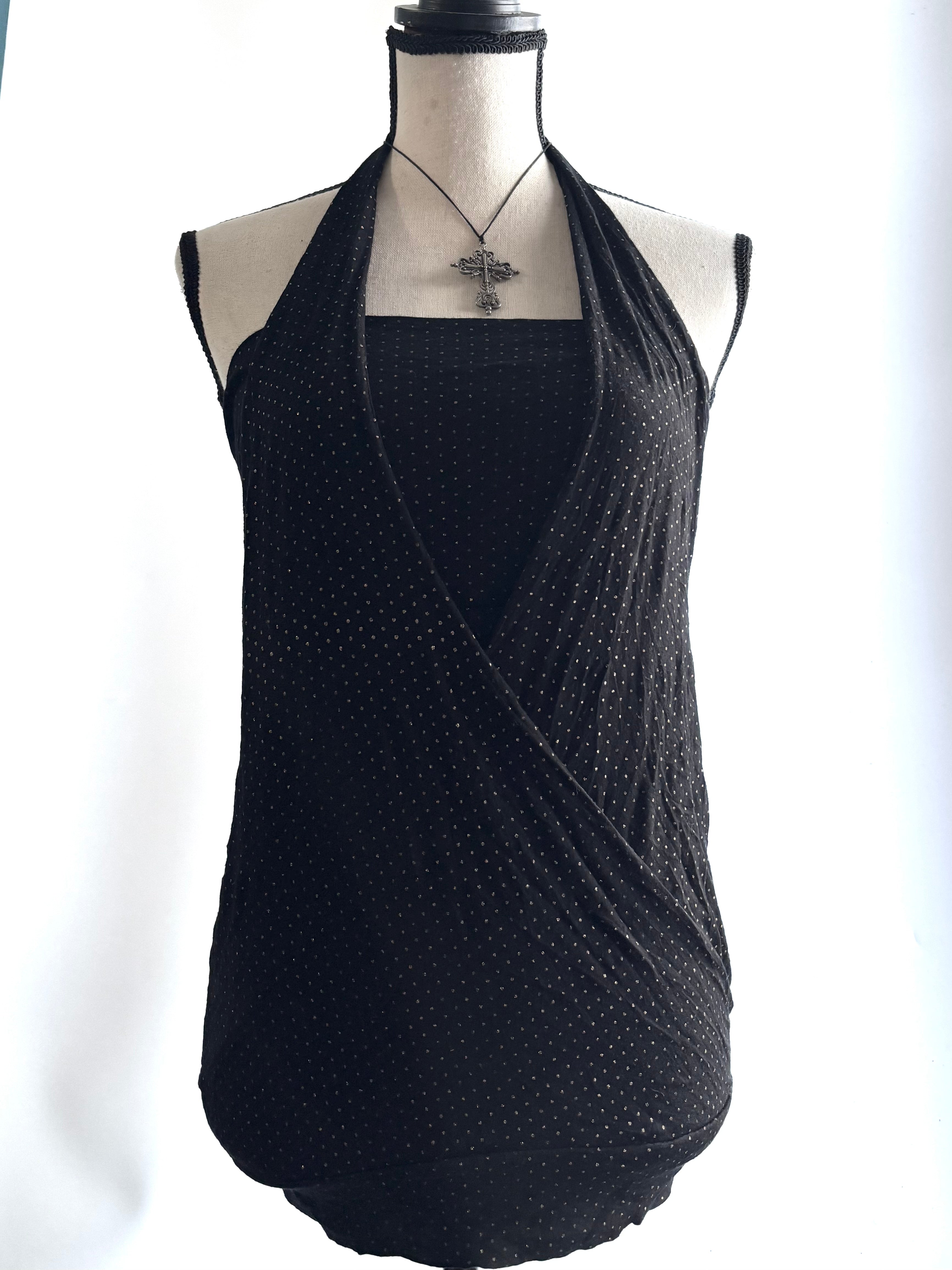 Black halter fitted top
