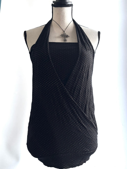 Black halter fitted top