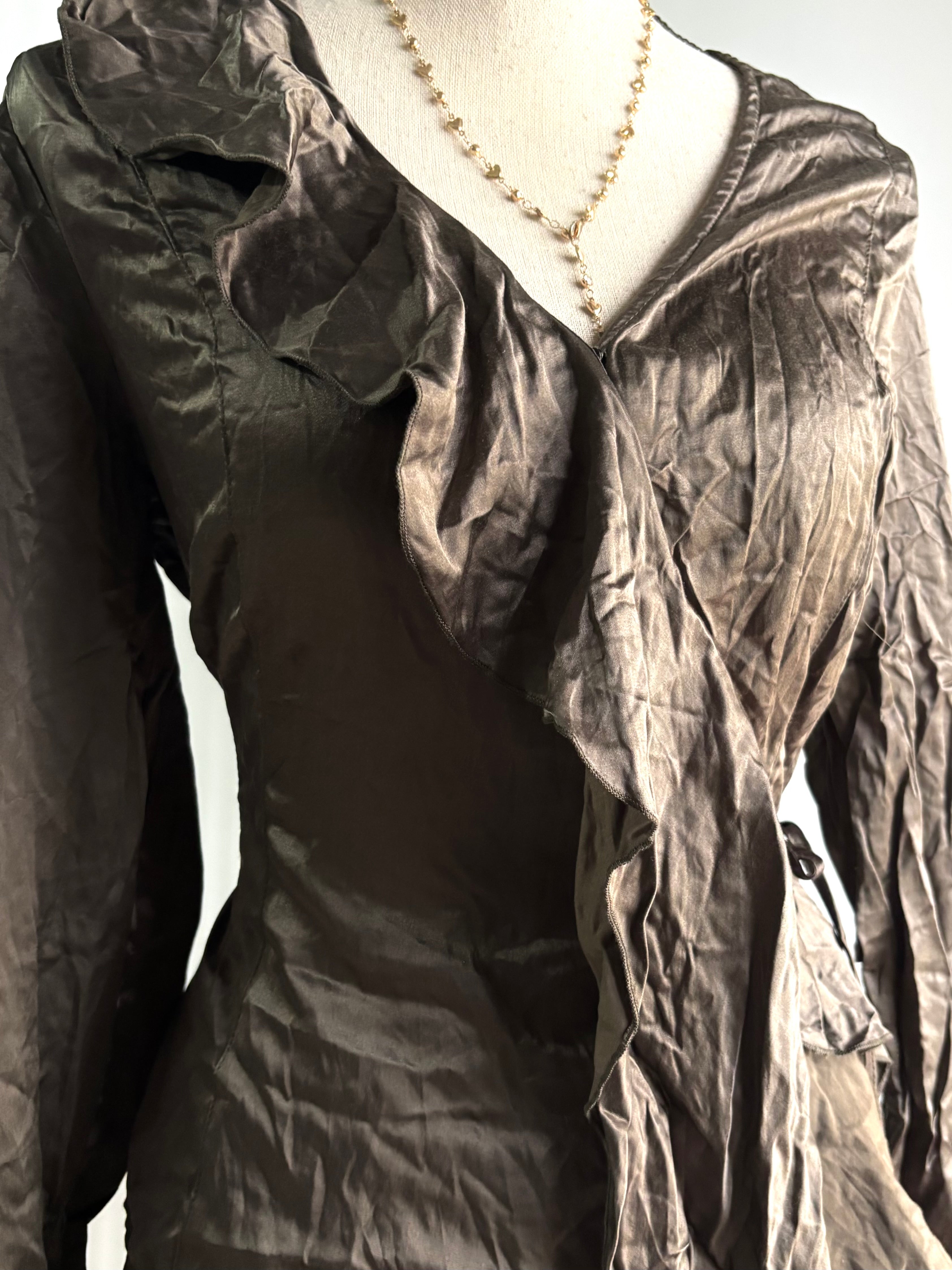 Satin ruffle shirt