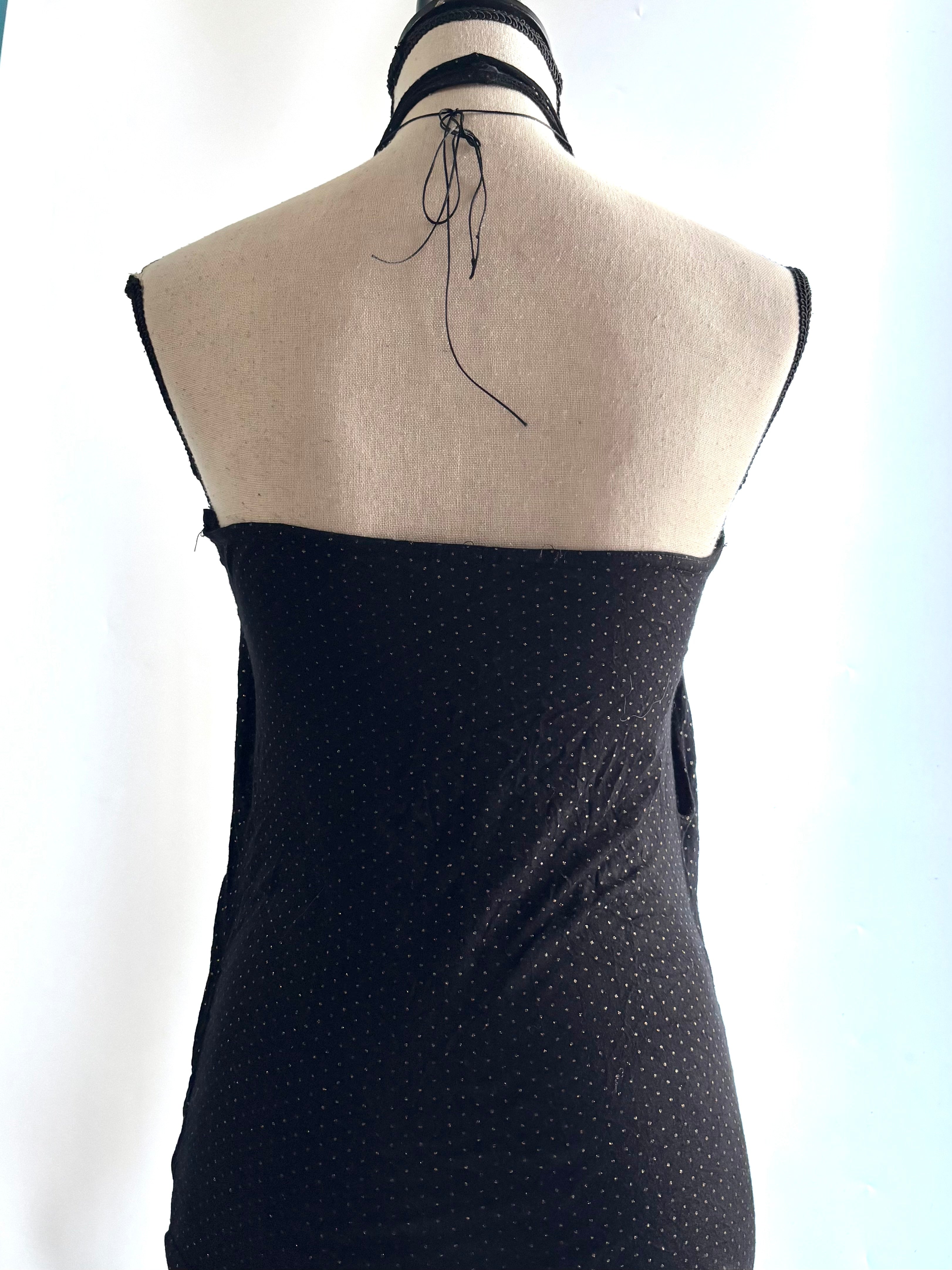 Black halter fitted top