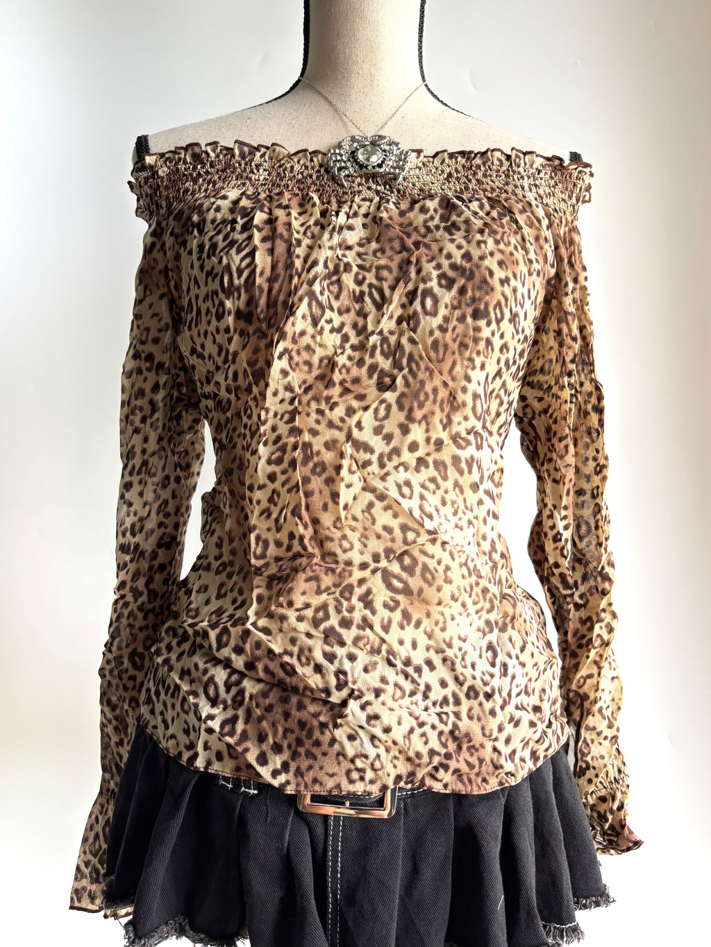 off shoulder leopard print top