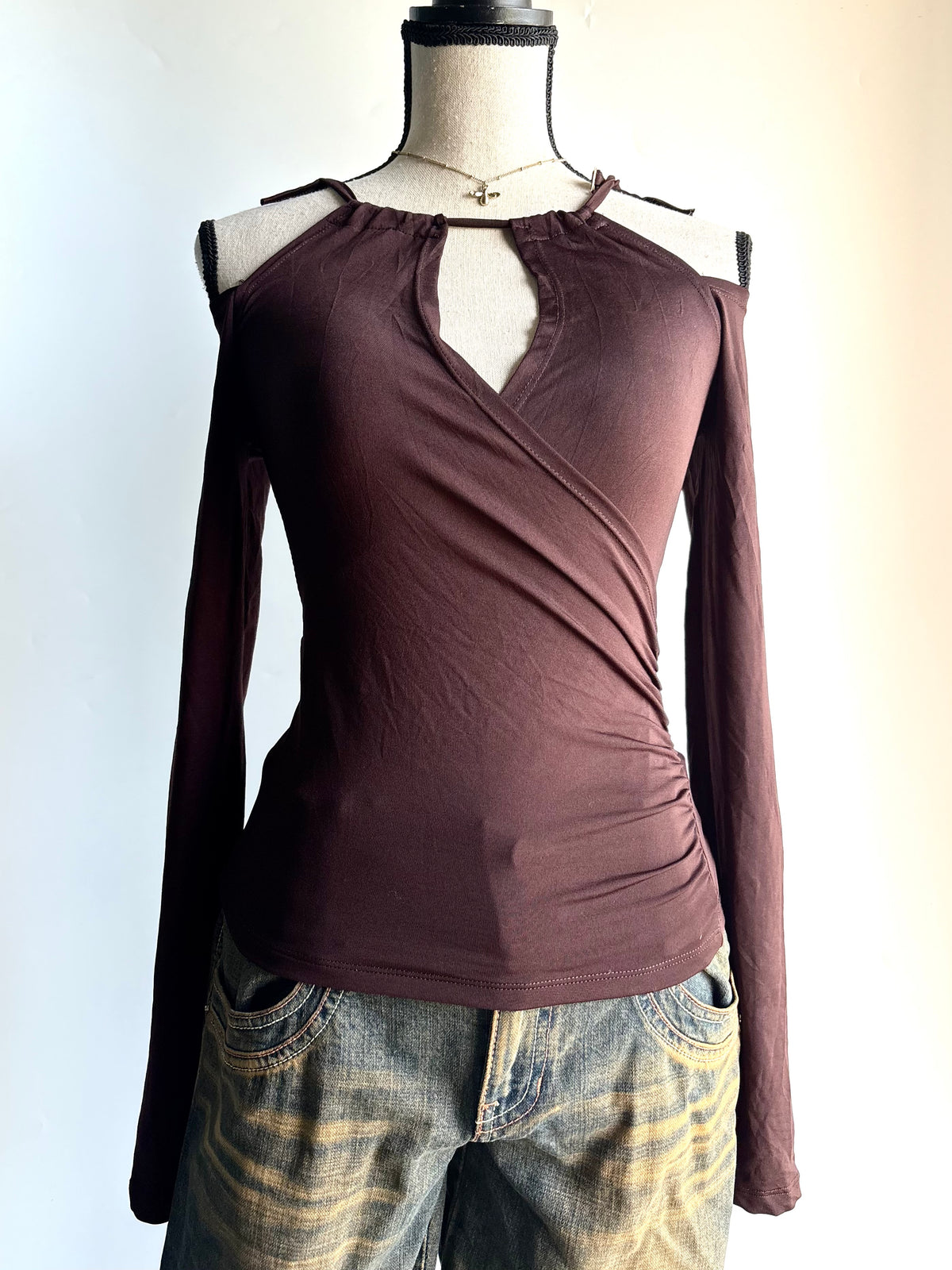 Brown fitted top