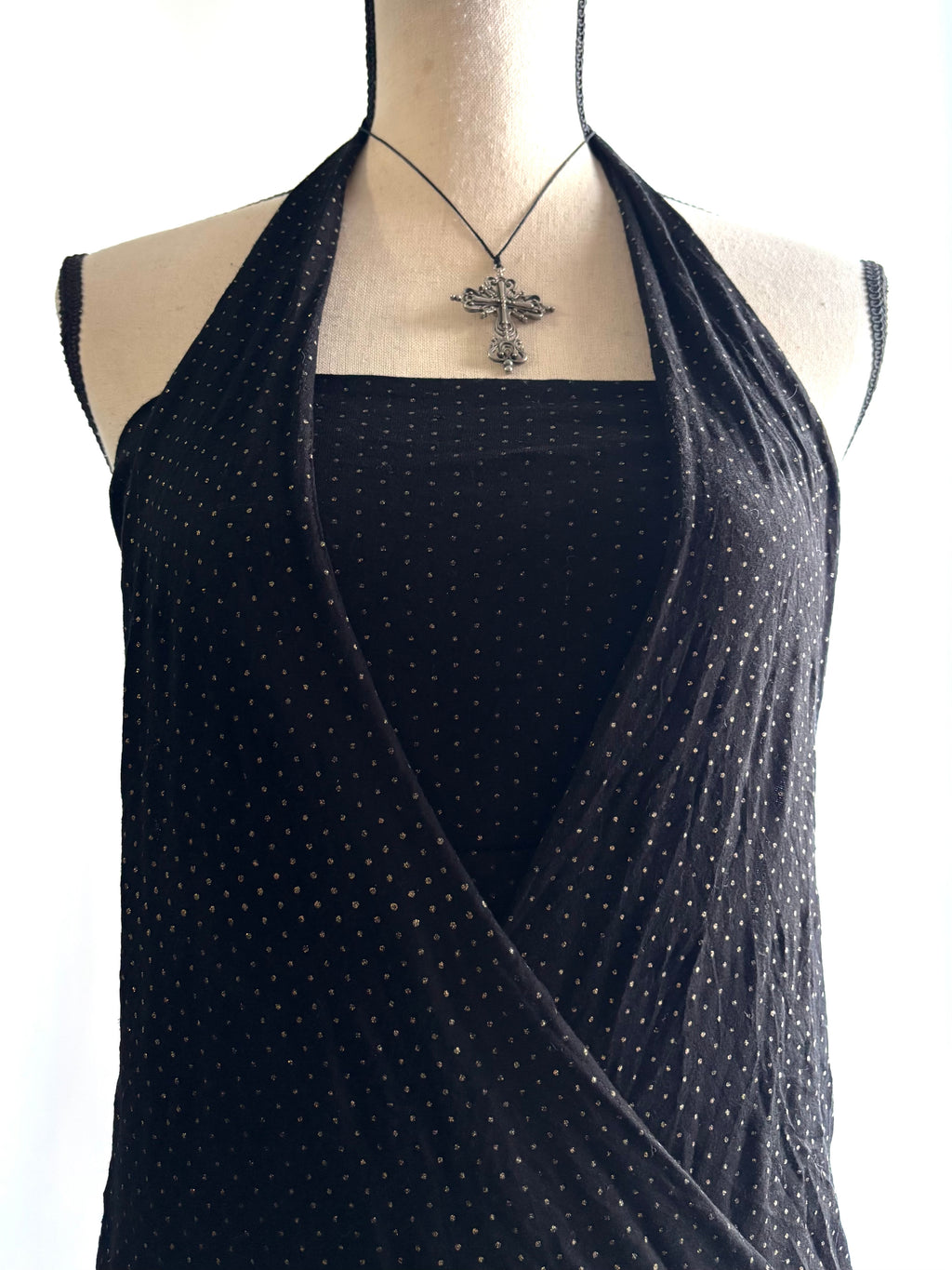 Black halter fitted top