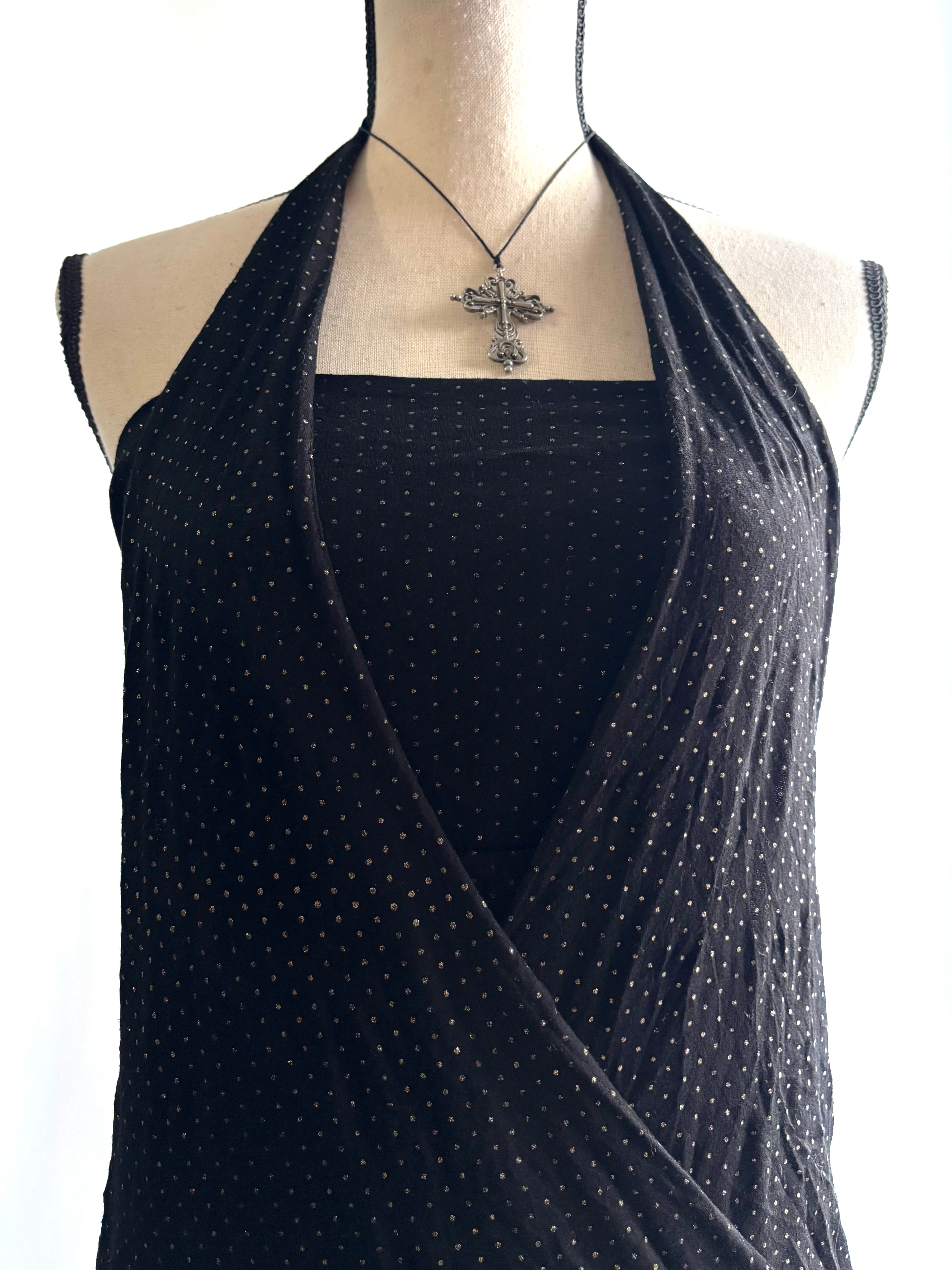 Black halter fitted top