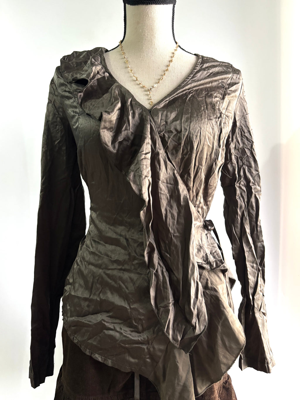 Satin ruffle shirt