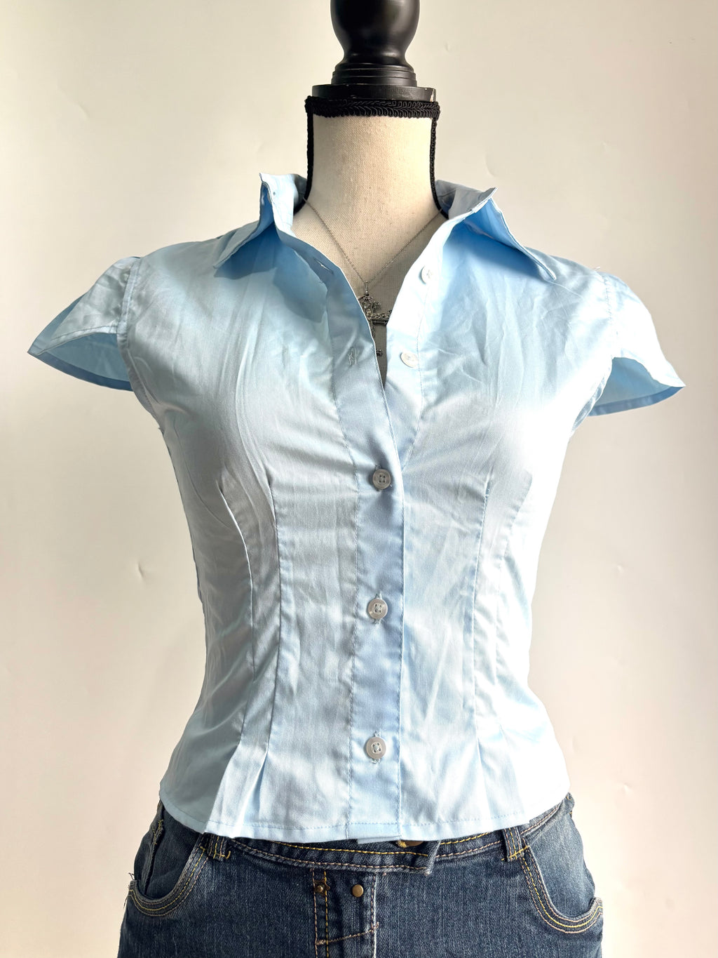 baby blue fitted shirt