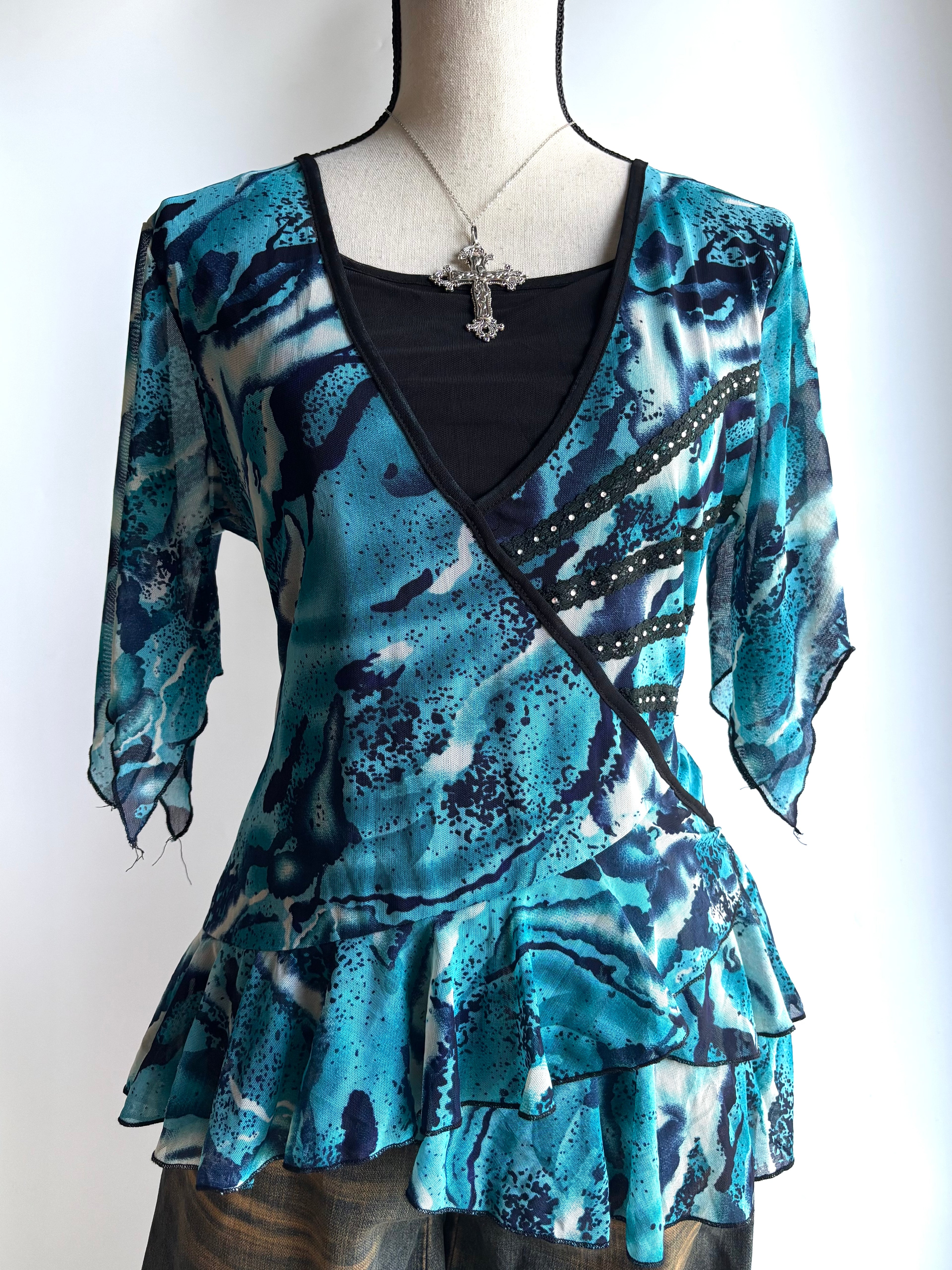 Blue asymmetrical top