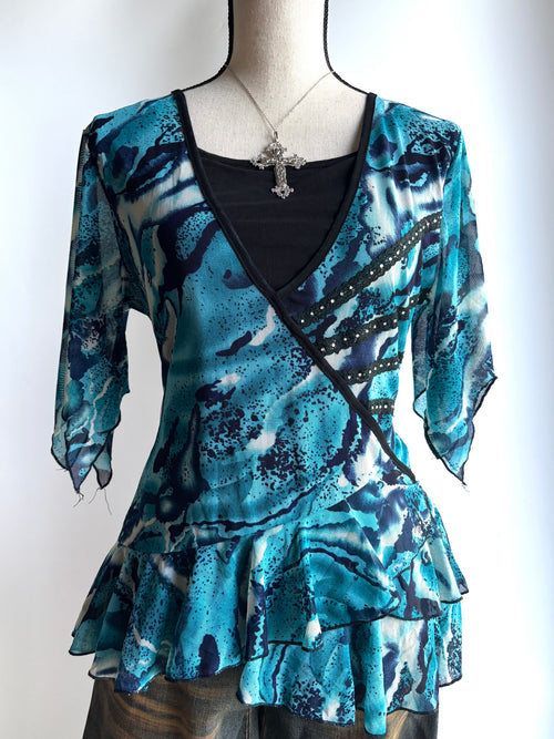 Blue asymmetrical top
