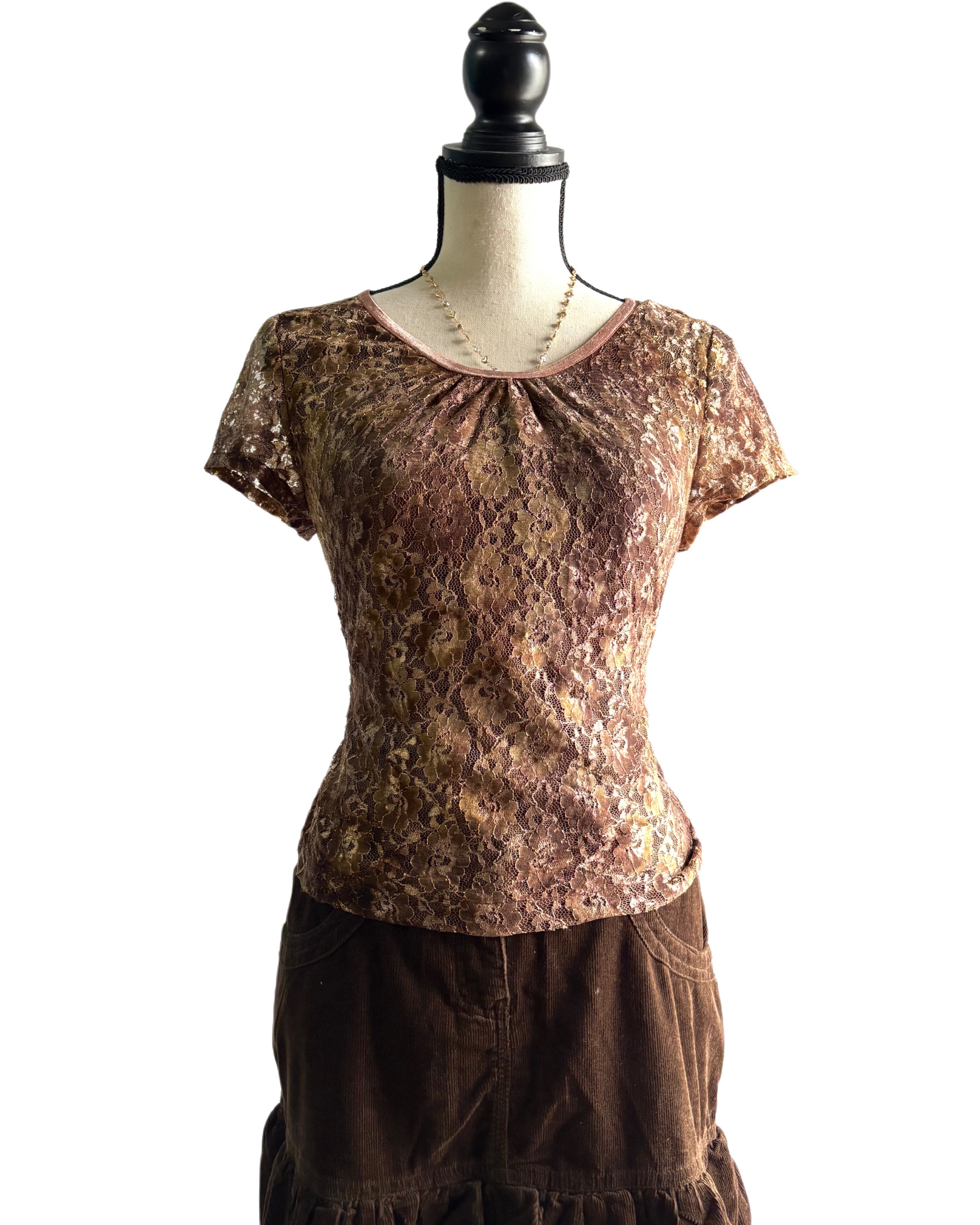 Brown mesh style top