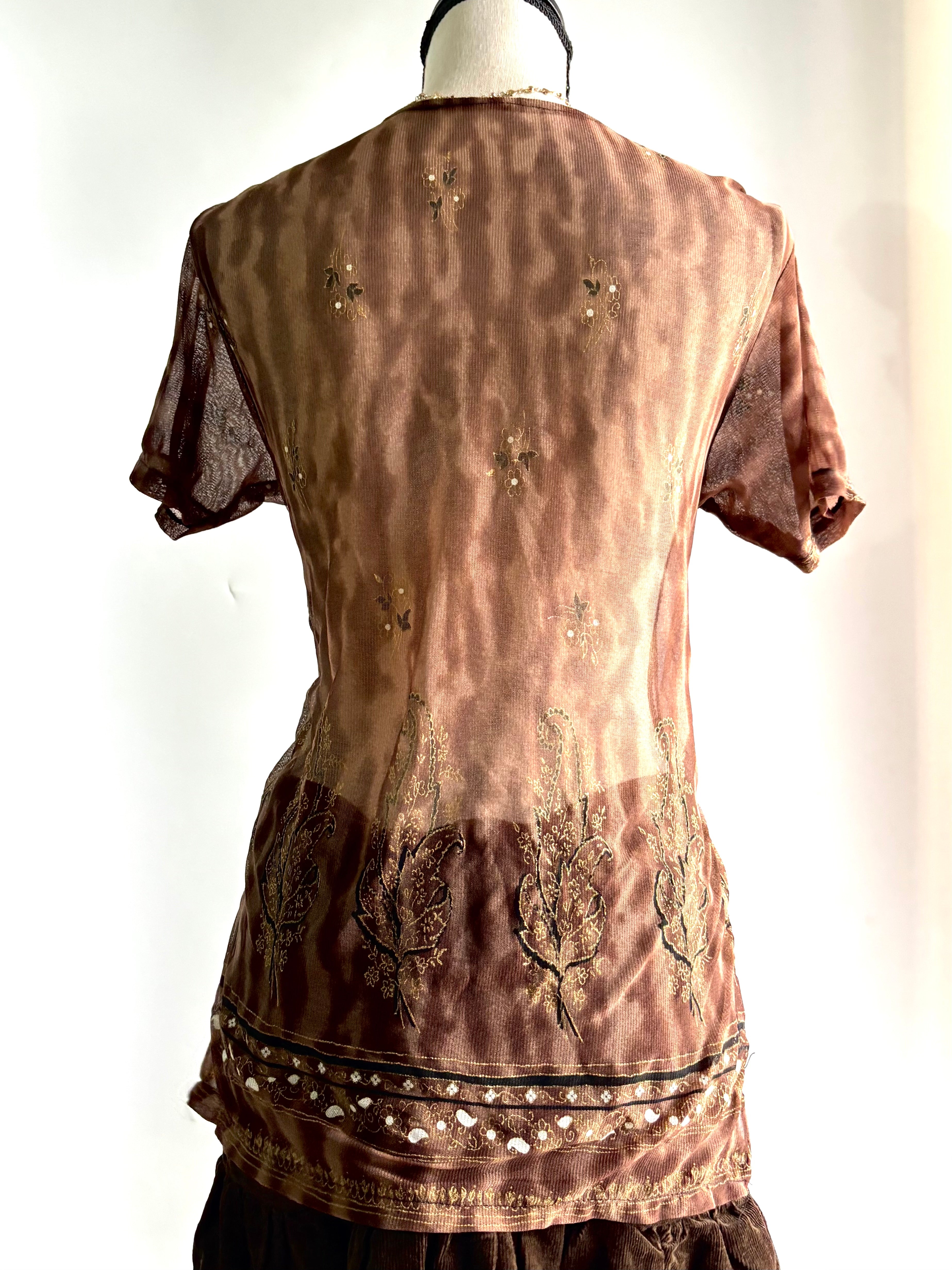 brown mesh top