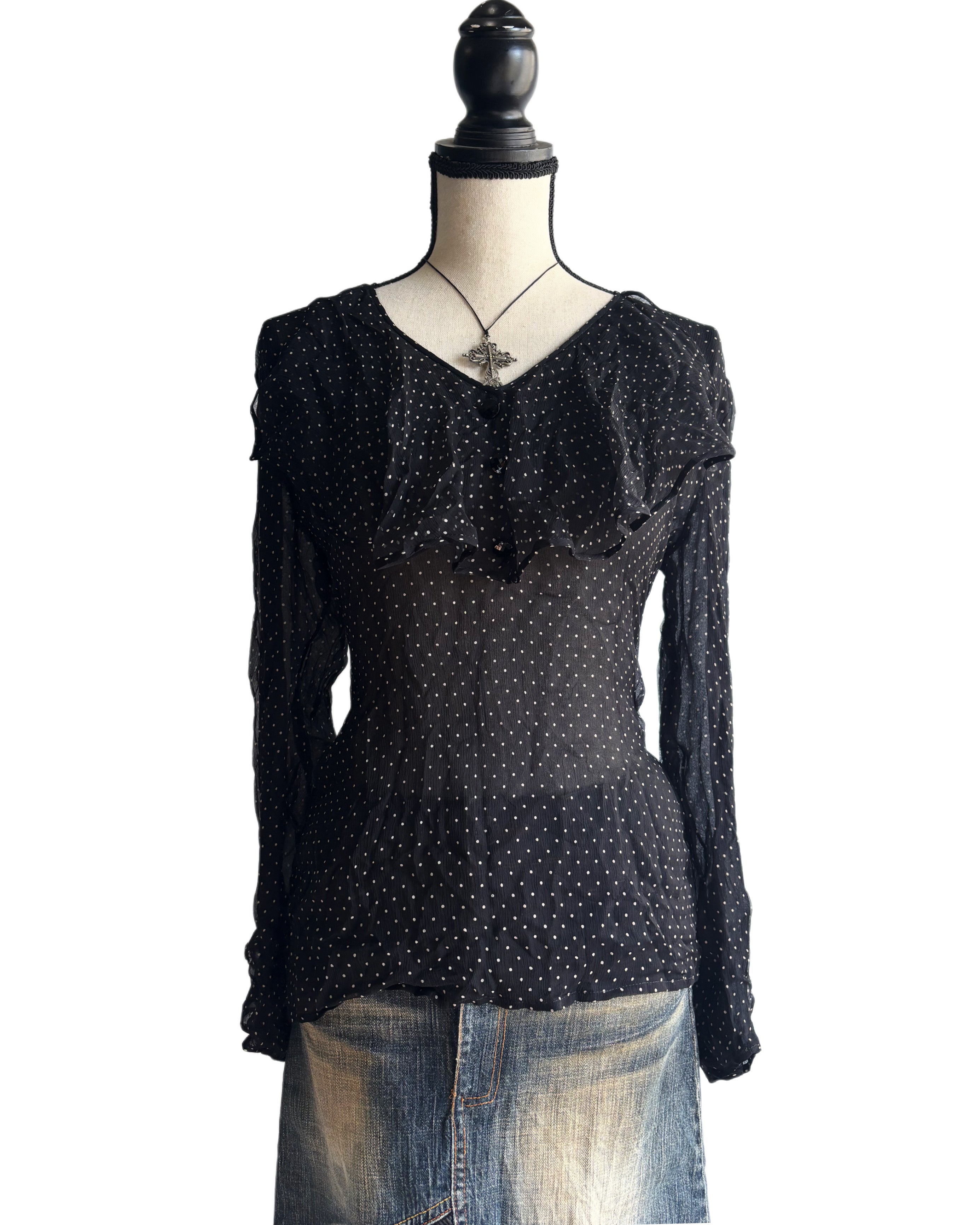 Polka dot mesh top