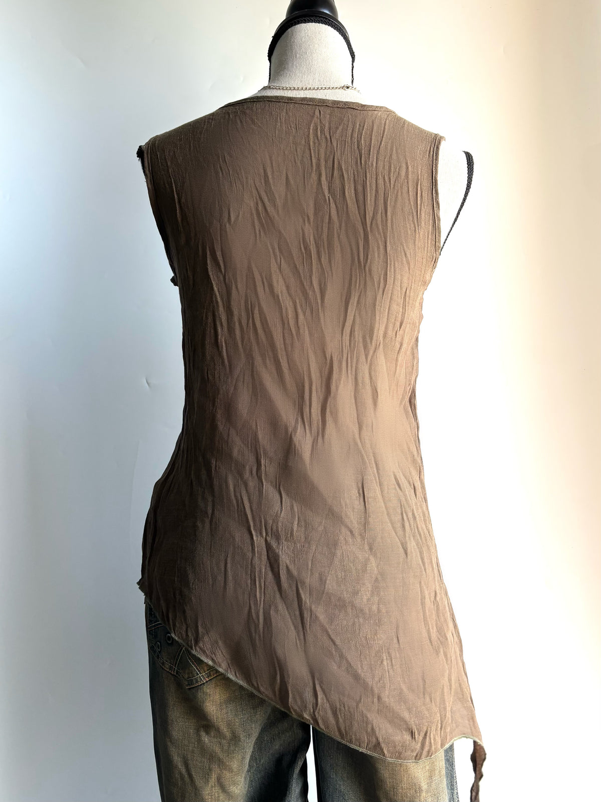 brown asymmetrical top