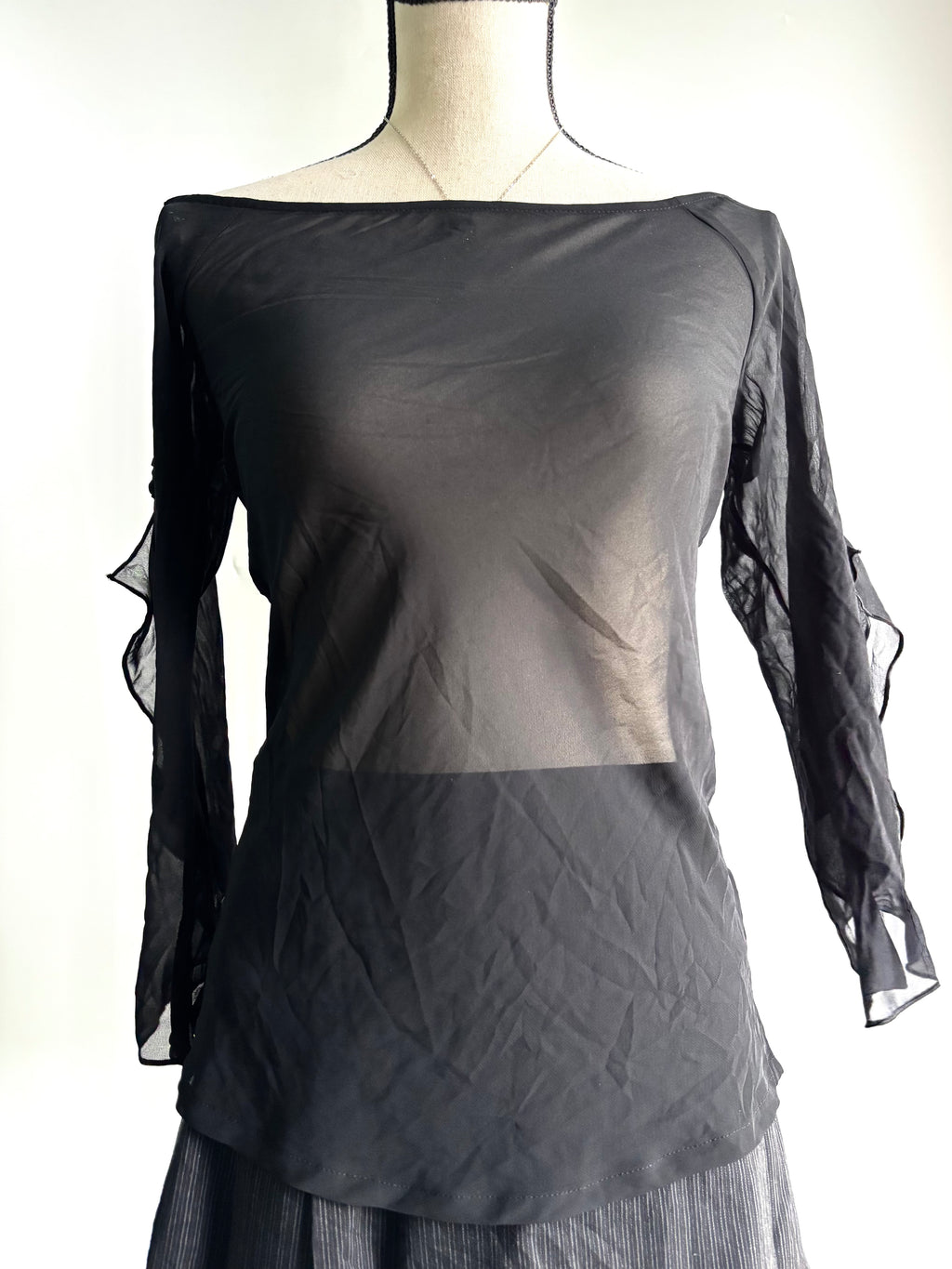 Black mesh top
