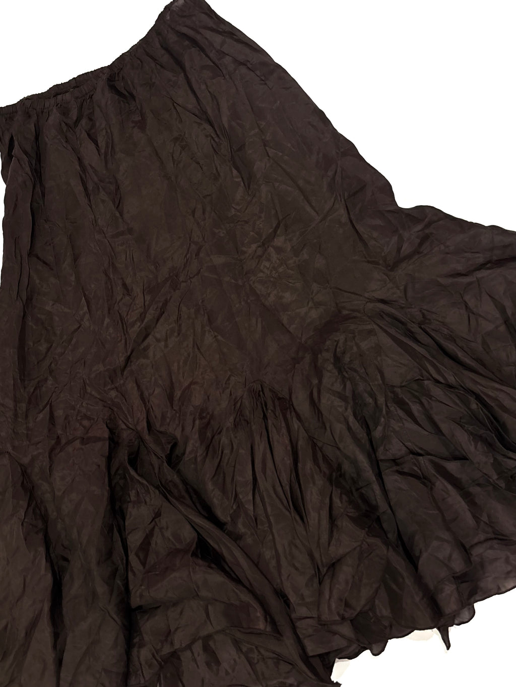 brown long ruffle skirt