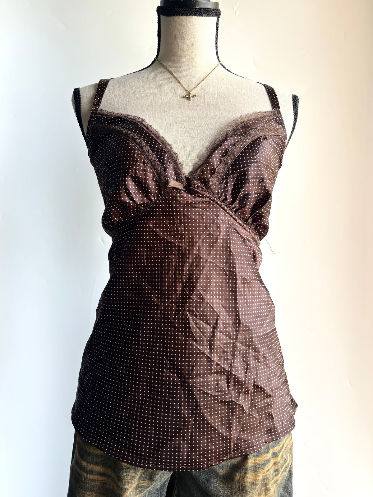 Brown polka dot cami