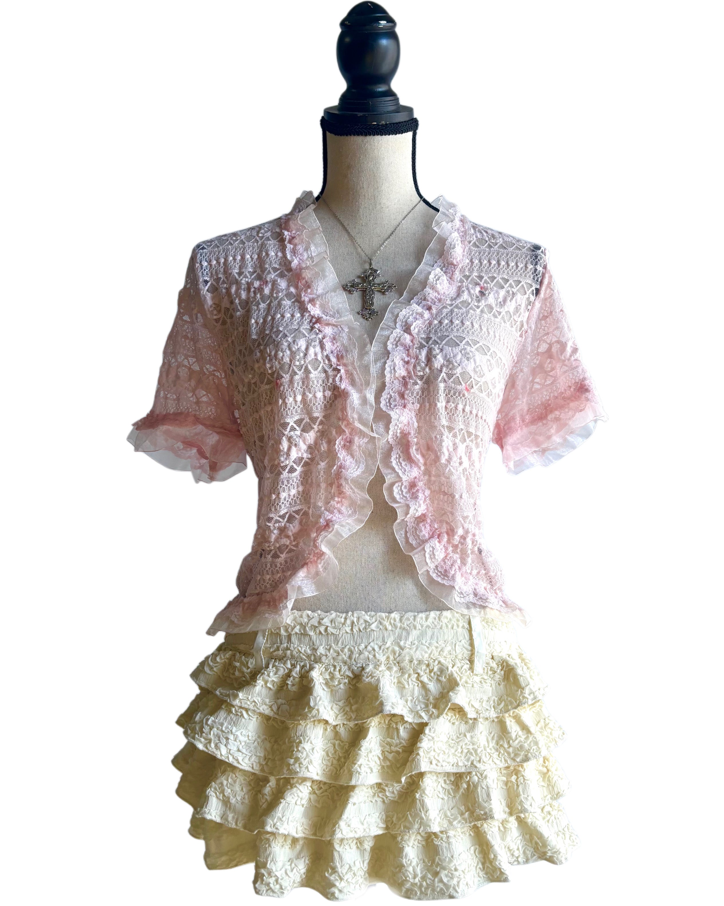 Pink ruffle top