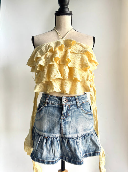 Butter yellow ruffle top