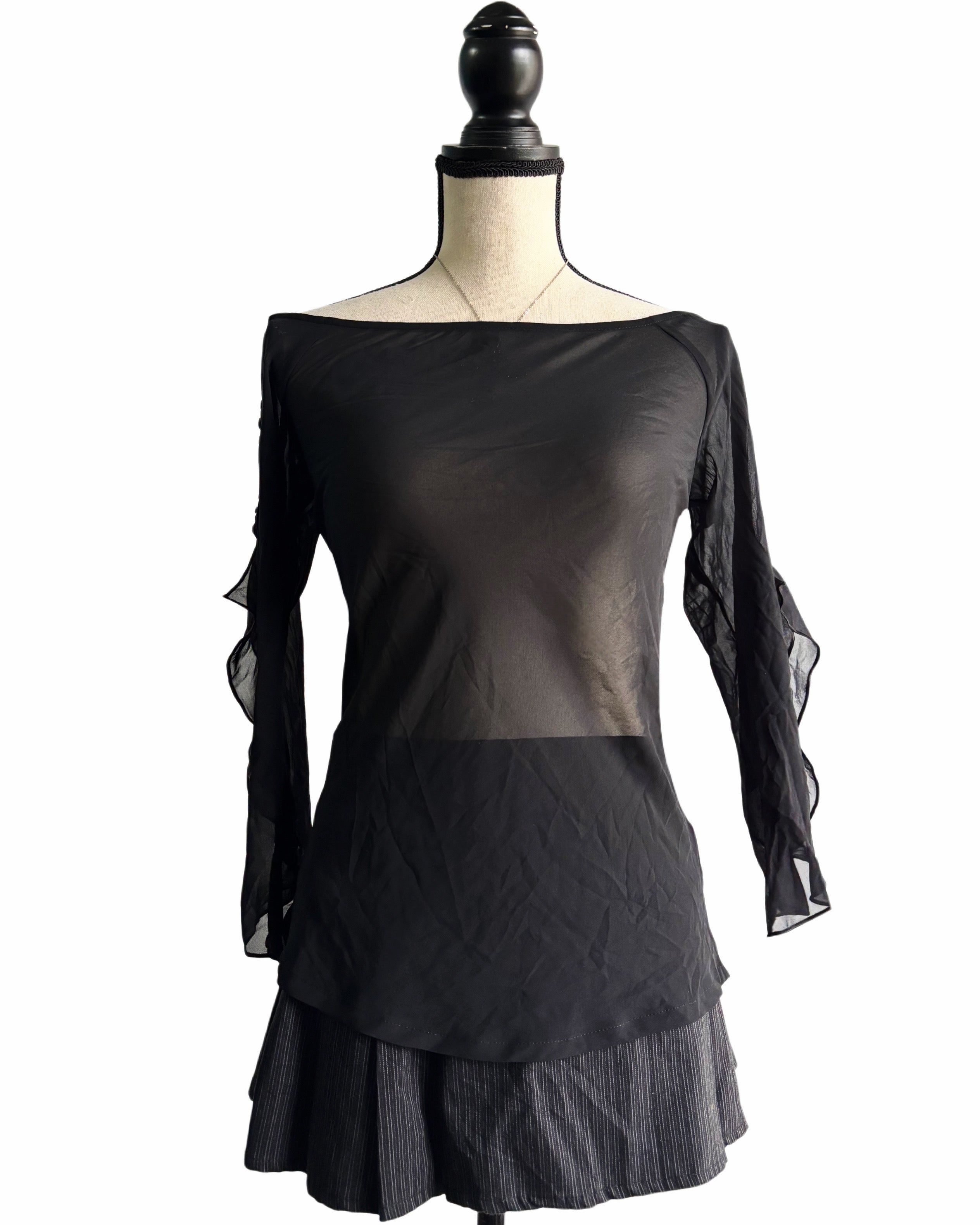 Black mesh top