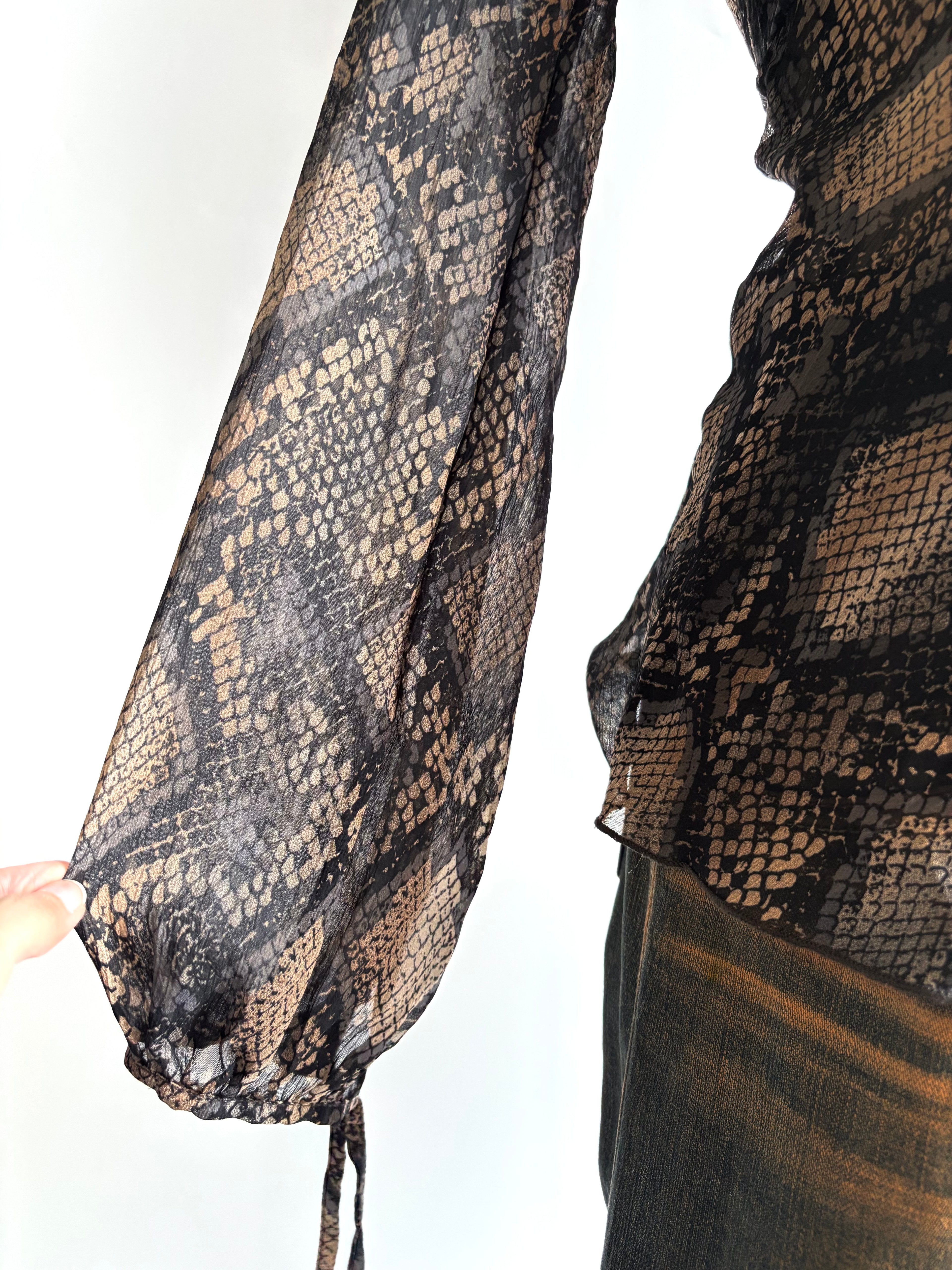 Snake print mesh top