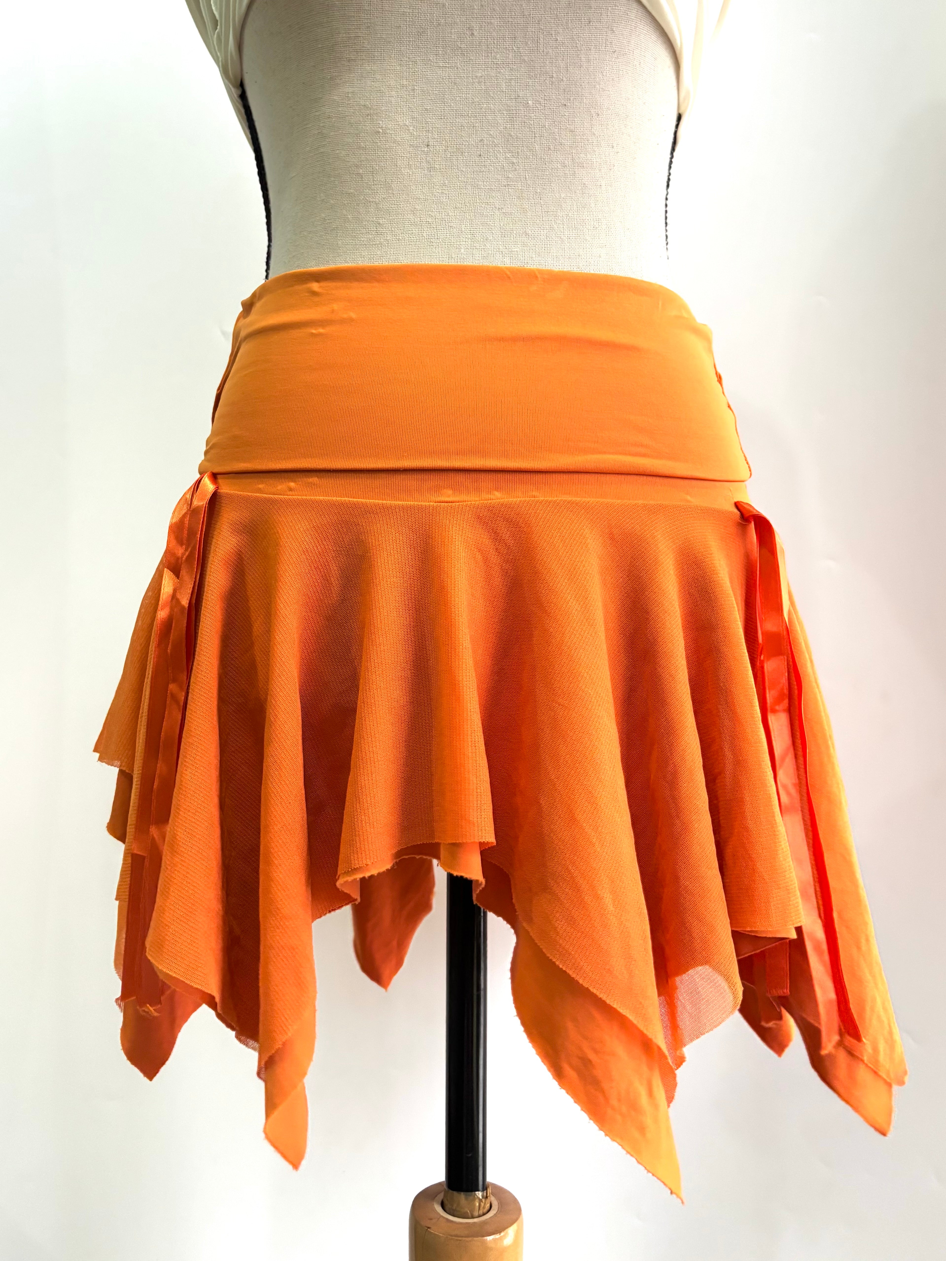 orange asymmetrical skirt
