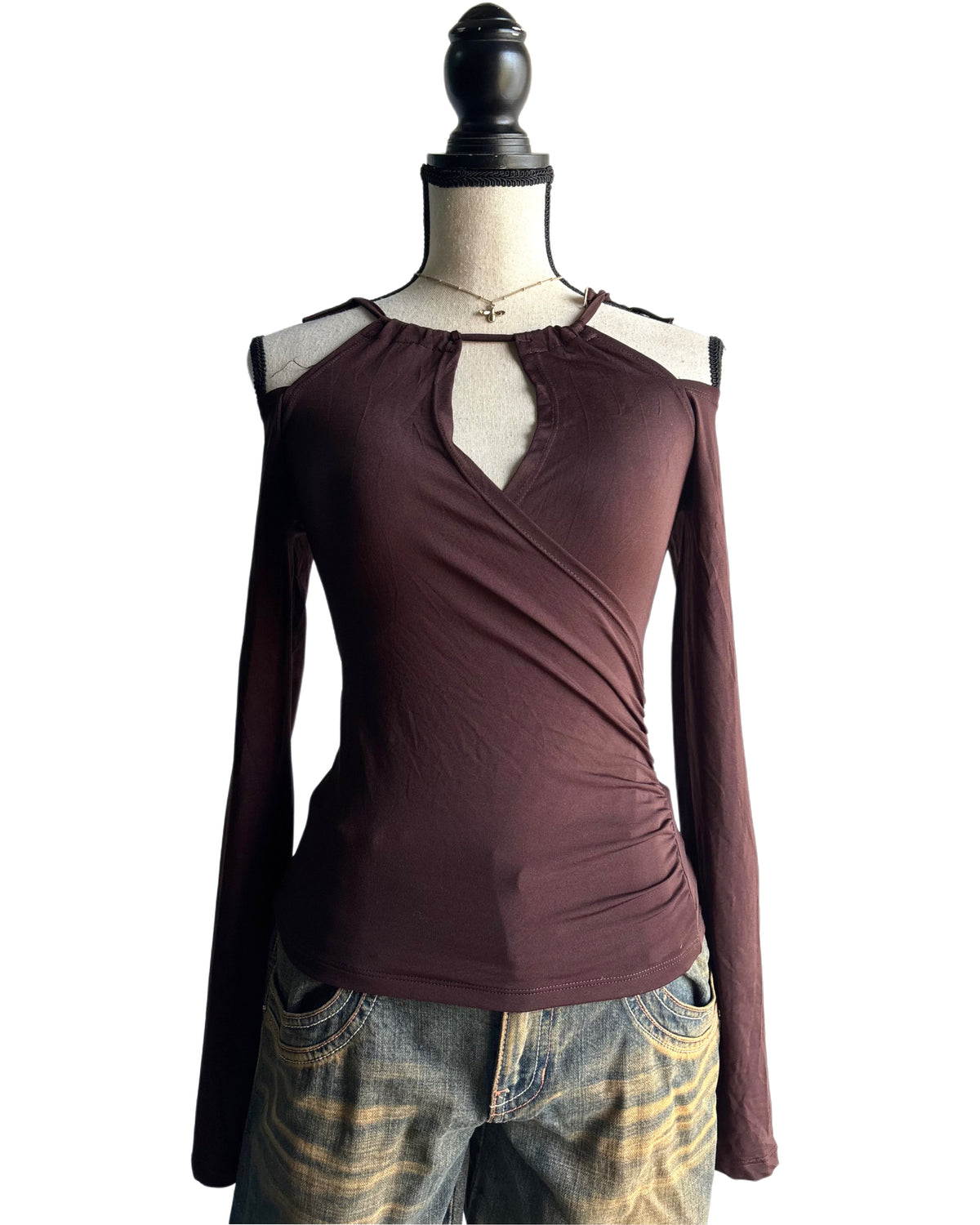 Brown fitted top