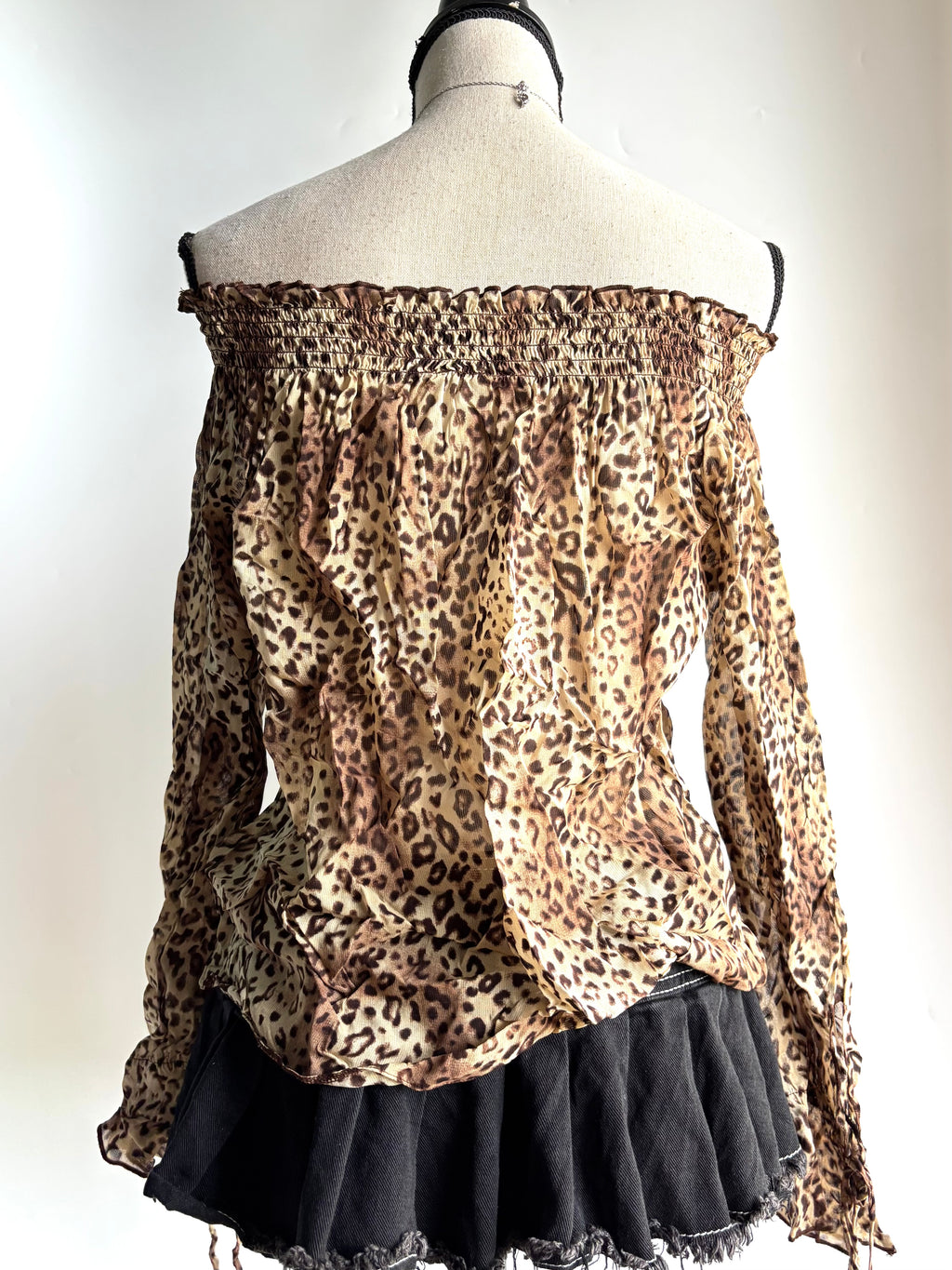off shoulder leopard print top